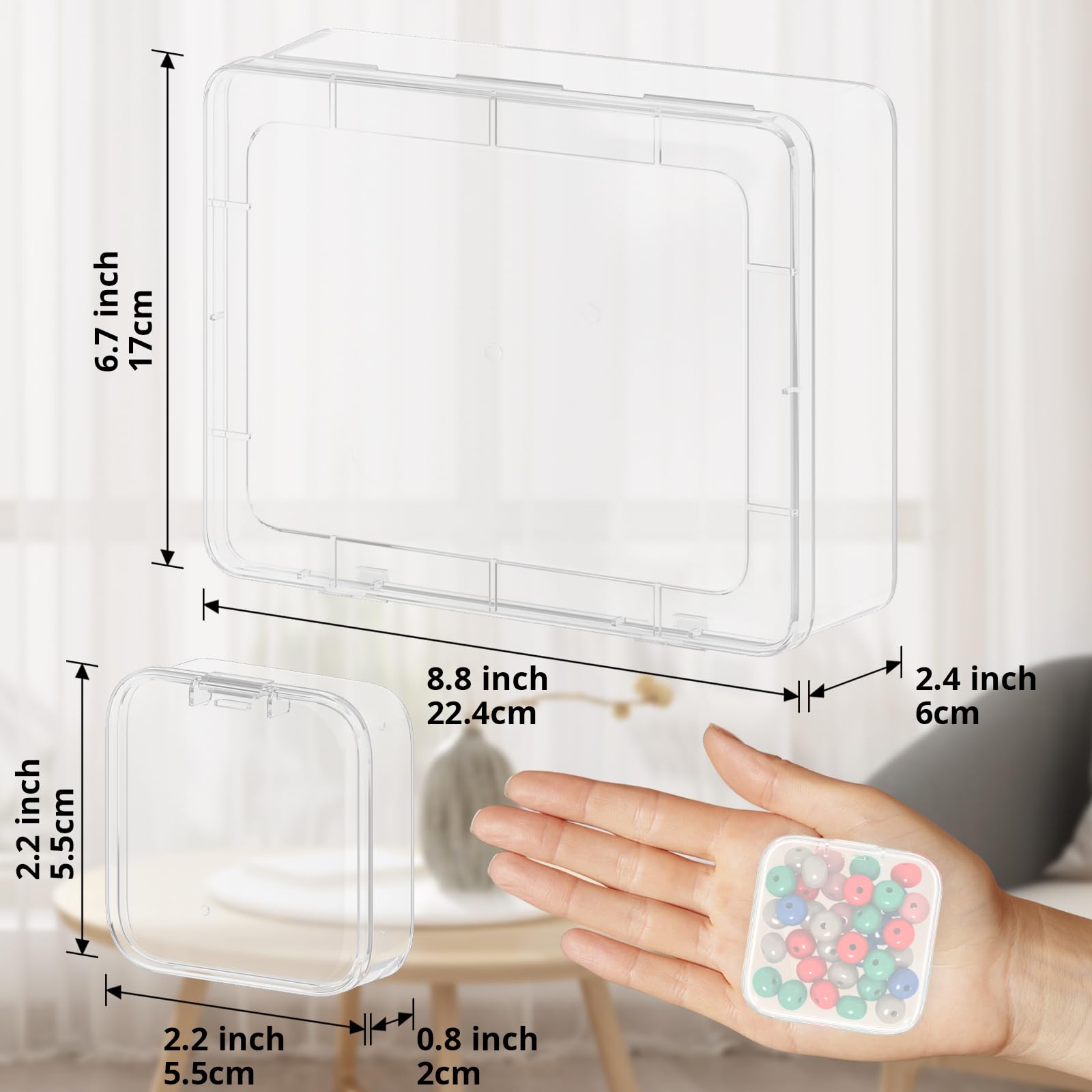 Mathtoxyz Bead Organizer Box, 31Pcs Small Beads Organizers and Storage Plastic Cases Mini Clear Dimond Storage Containers Boxes with Hinged Lid and Rectangle for Bracelet Making DIY Jewelry Craft Nail