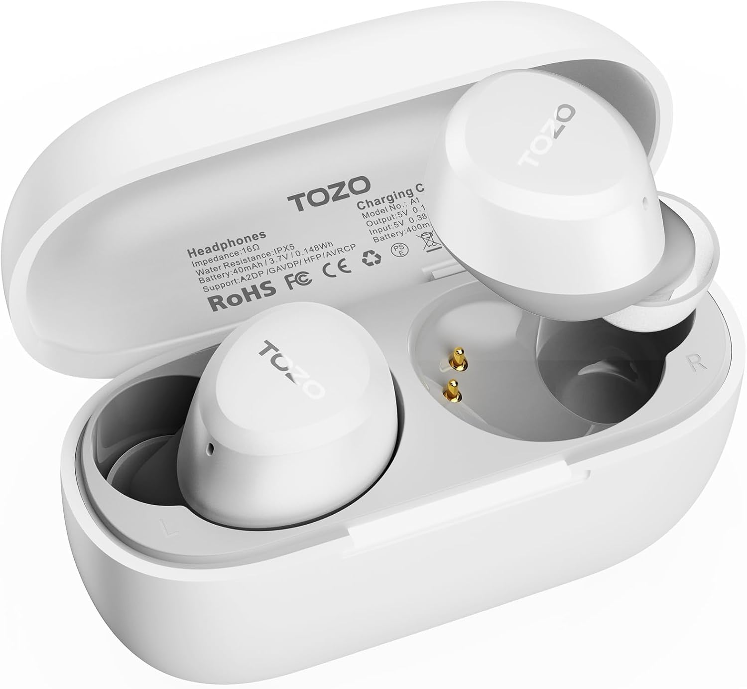 TOZO A1 Mini Wireless Earbuds Bluetooth 5.3 in Ear Light-Weight Headphones Built-in Mic Calls, IPX5 Waterproof, Immersive Premium Sound Connection Headset with Charging Case, 32 Preset EQs via APP