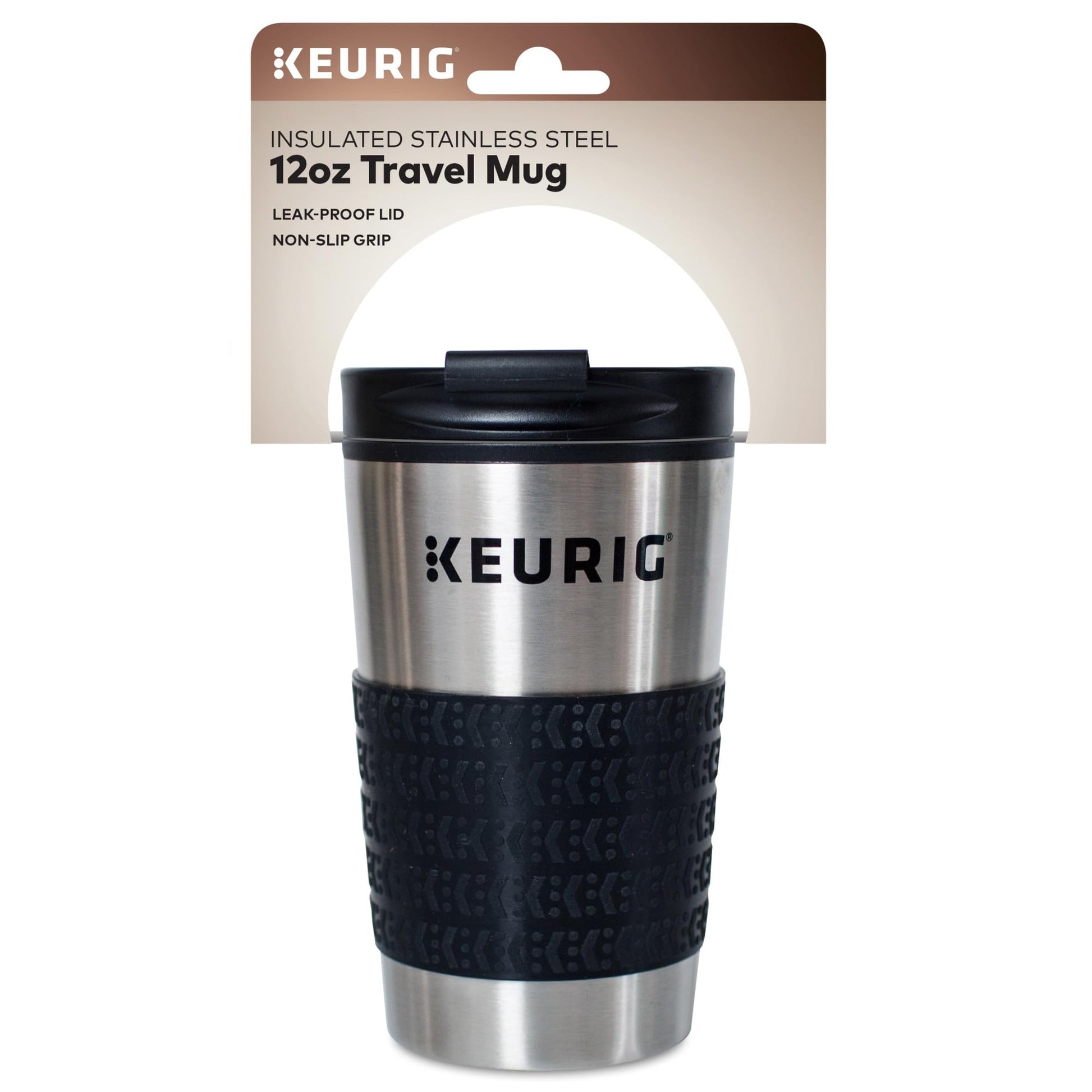 Keurig Stainless Steel Insulated Coffee Travel Mug, Fits Under Any Keurig K-Cup Pod Coffee Maker, 12 Oz, Stainless Steel