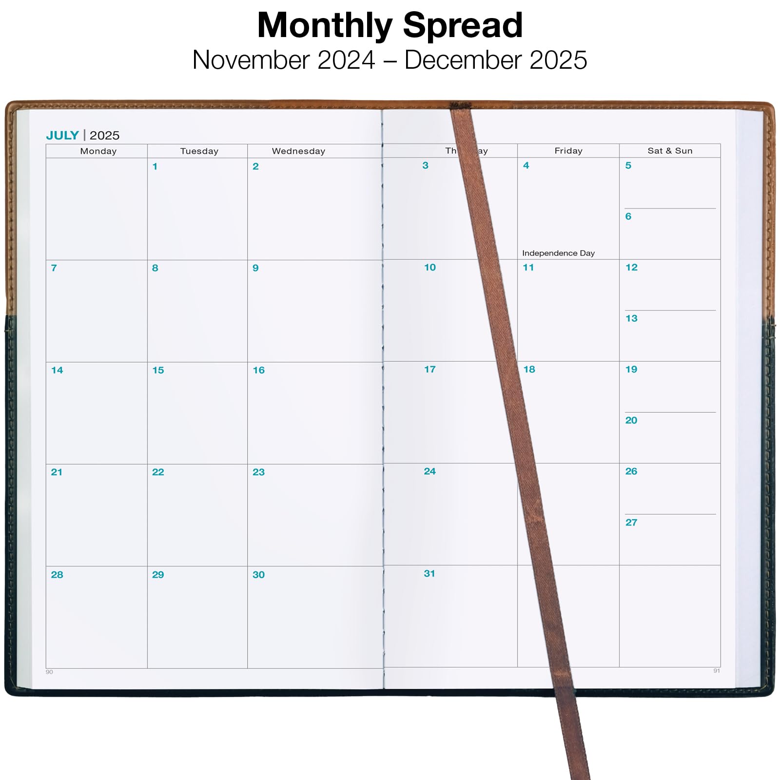 2025 Planner Calendar, 8"x10" : Includes 14 Months (November 2024 - December 2025) / 2025 Weekly Planner/Weekly Agenda/Monthly Calendar Organizer (Brown/Black)