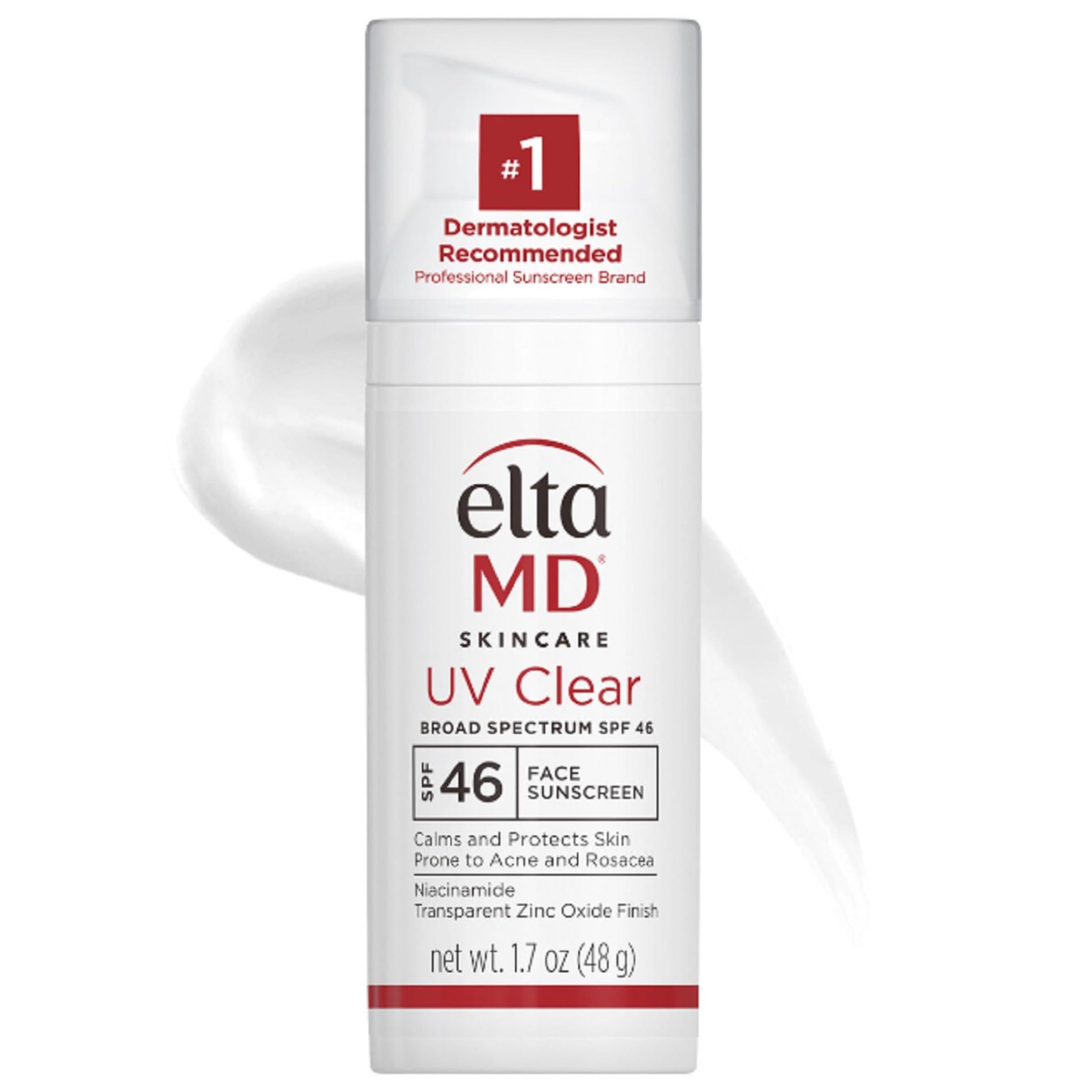 واقي شمسي للوجه من EltaMD UV Clear بعامل حماية SPF 46، خالٍ من الزيوت للوجه مع أكسيد الزنك، لوشن واقي شمسي يوصي به أطباء الجلدية، للبشرة الحساسة المعرضة لحب الشباب، بعبوة مضخة 1.7 أونصة