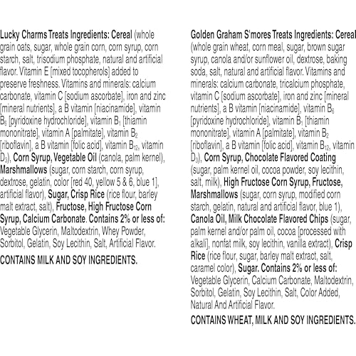 Lucky Charms and Golden Grahams S'mores Cereal Treat Bars, Snack Bars, Variety Pack, 28 Ct, 26.7 oz