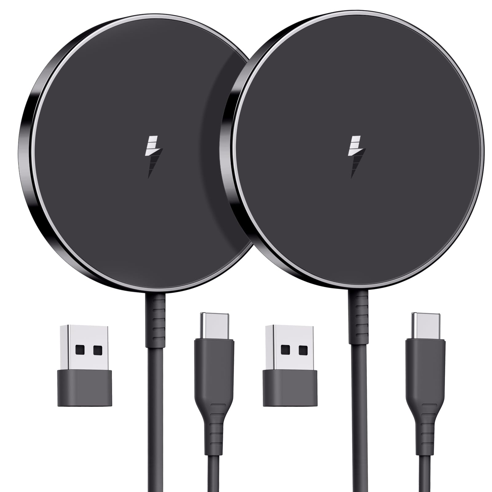 Magnetic Wireless Charger 15W Fast Mag Safe Charger for Cell Phone 16 Pro Max/16 Pro/16 Plus/16/15/14/13/12 Series 2 Pack Charging Pad for AirPods 3/2/Pro 2/Pro Mag-Safe Original Replacement