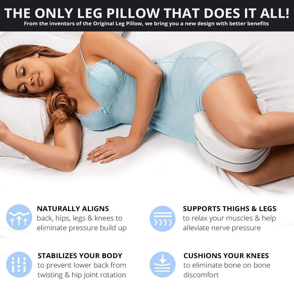 Contour Legacy Leg & Knee Foam Support Pillow for Side Sleepers Soothing Relief for Back, HIPS, Knees, Joints, Nerves & Muscles