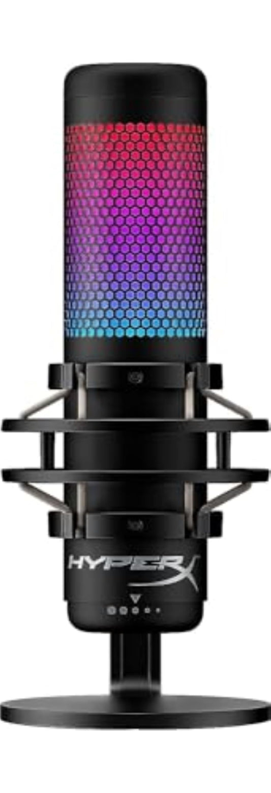 HyperX QuadCast S – RGB USB Condenser Microphone for PC, PS4, PS5 and Mac, Anti-Vibration Shock Mount, 4 Polar Patterns, Pop Filter, Gain Control, Gaming, Streaming, Podcasts, Twitch, YouTube, Discord