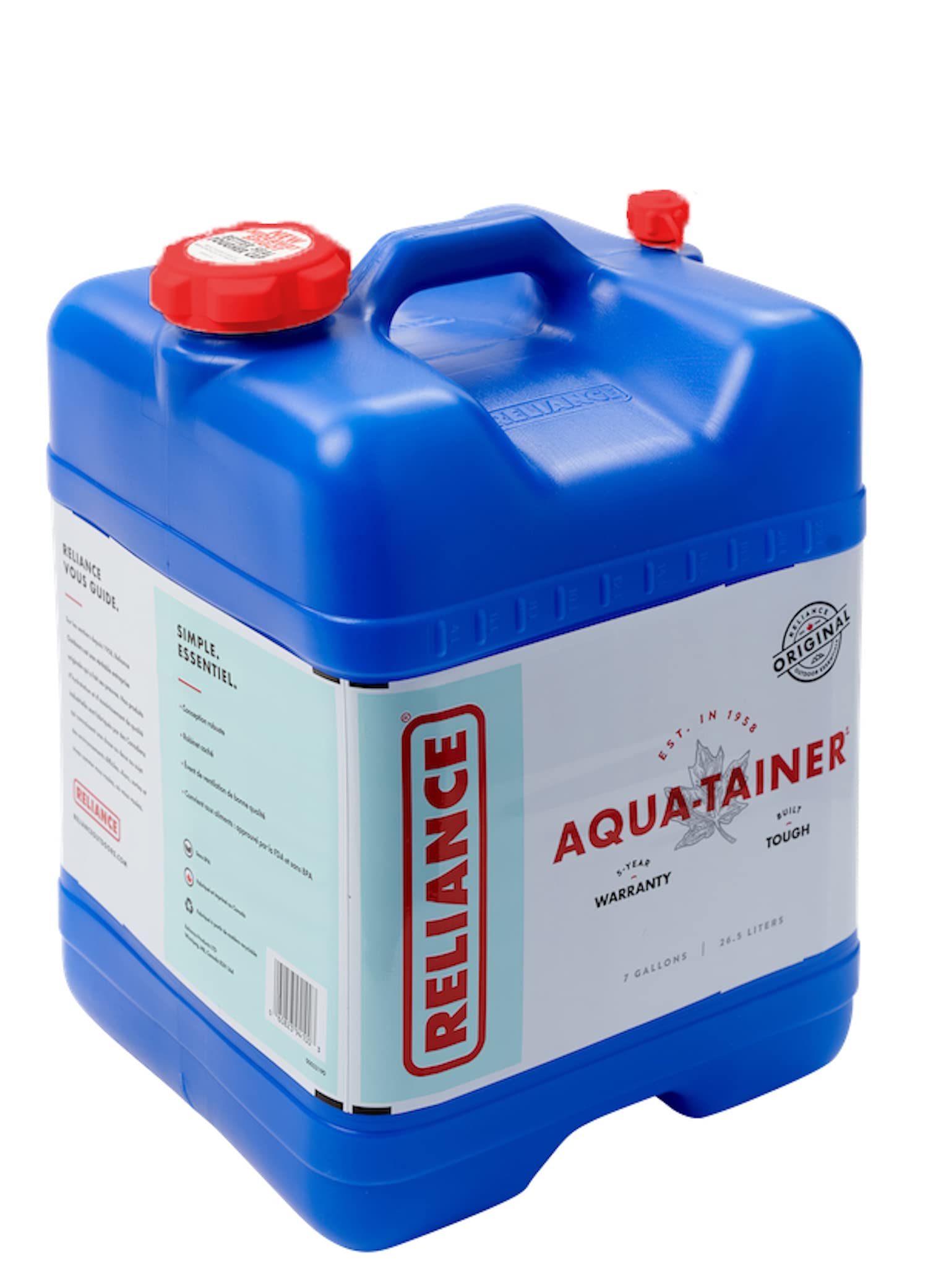 Reliance Products Aqua-Tainer حاوية مياه صلبة سعة 7 جالون، أزرق، 11.3 بوصة × 11.0 بوصة × 15.3 بوصة