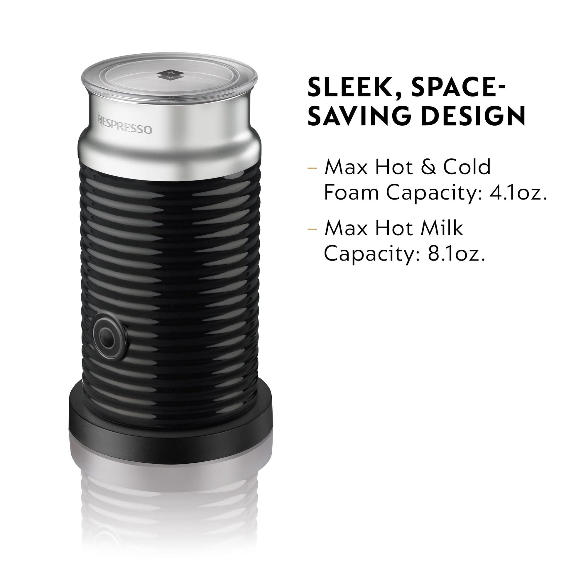 Nespresso Aeroccino 3 Milk Frother, Black, Steel