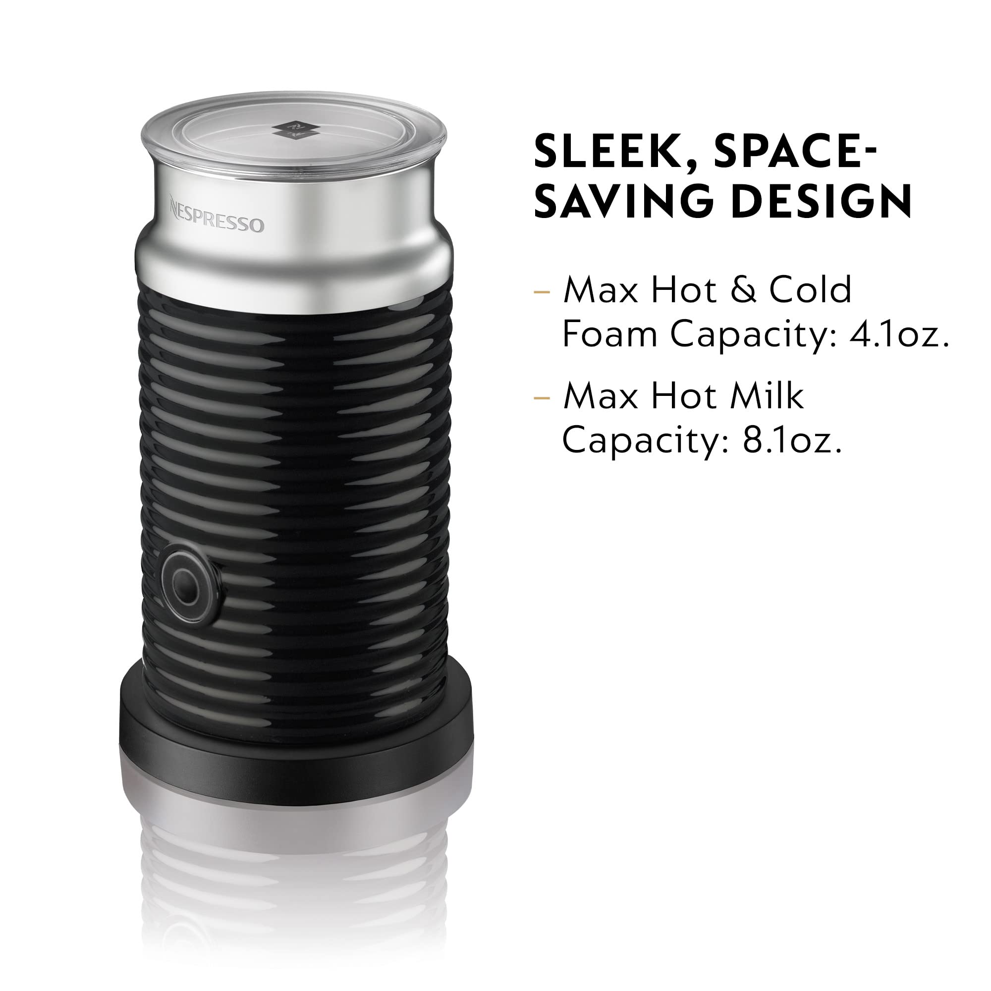 Nespresso Aeroccino 3 Milk Frother, Black, Steel