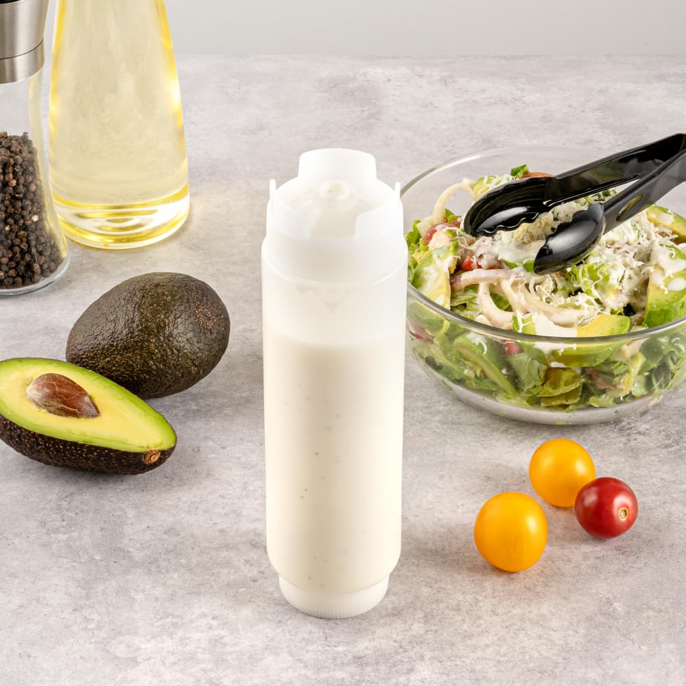 Restaurantware 16oz. FIFO Inverted Plastic Squeeze Bottle with Refill and Dispensing Lids - First In First Out - Perfect for Restaurants Catering and Food Trucks - 1ct box