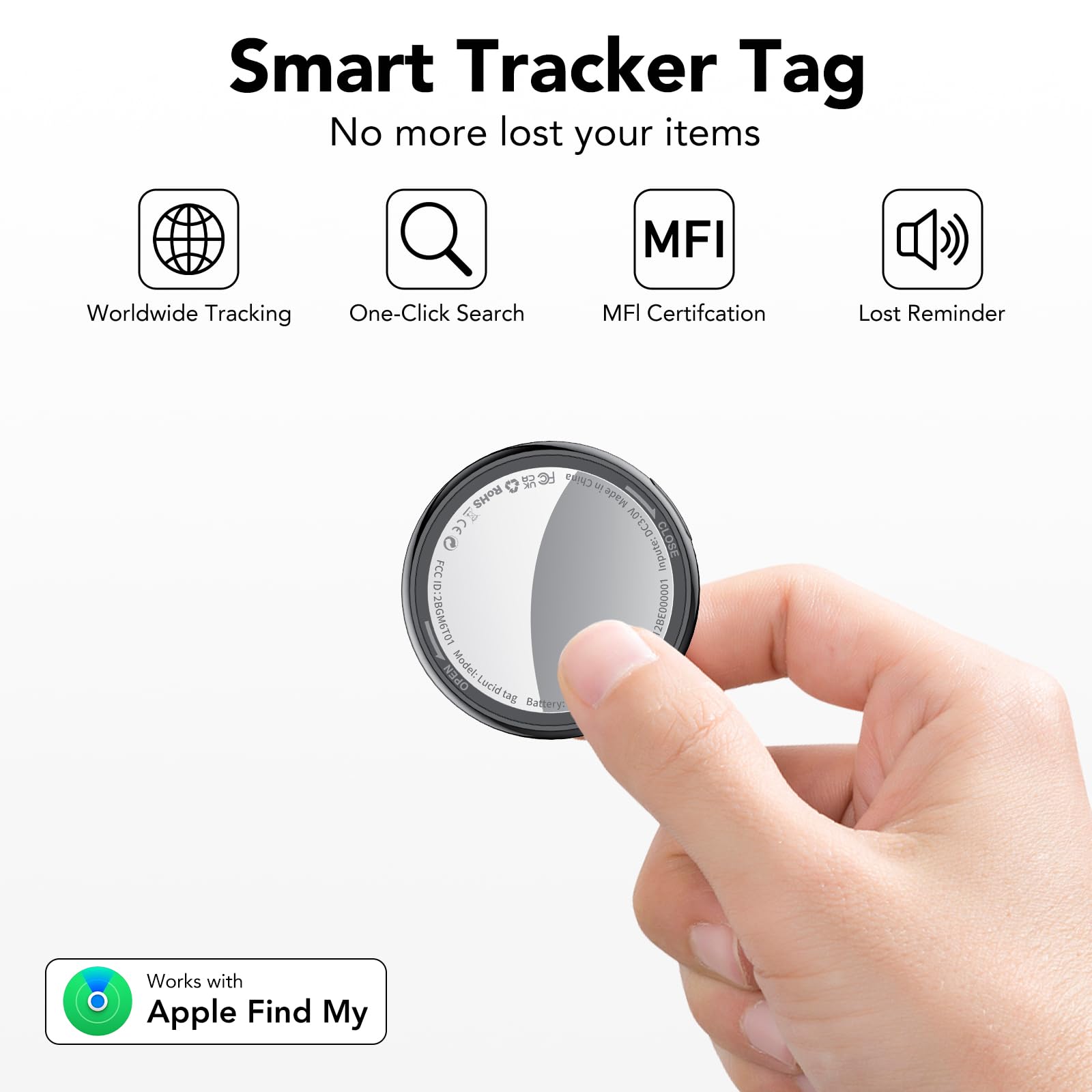 2025 New [Apple MFi Certified] (iOS Only) Air Tracker Tags-4 Pack, Bluetooth Tracker for Apple Find My, Replaceable Battery, Key Finder and Item Locator Smart Tag for Keys, Bags, Luggage, Pets, Wallet