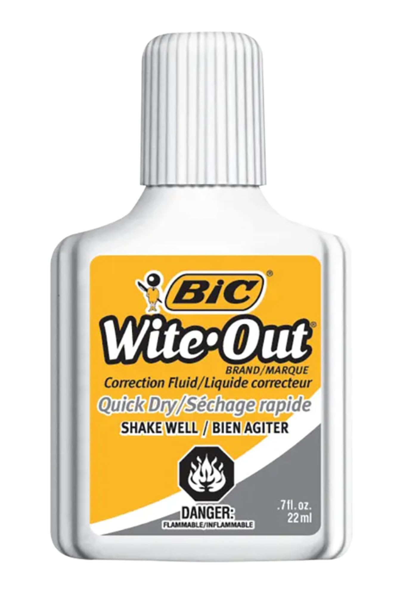 BIC Wite-Out Quick Dry Correction Fluid, 20 mL, White, Goes On Easy With A Reduced Dry Time, 3-Count Pack