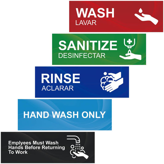 Magicfour Wash Rinse Sanitize Sink Labels, 5 Pack 3 Compartment Sink Waterproof Sticker Signs for Wash Station, Commercial Kitchens, Restaurant, Food Trucks, Busing Stations, Dishwashing