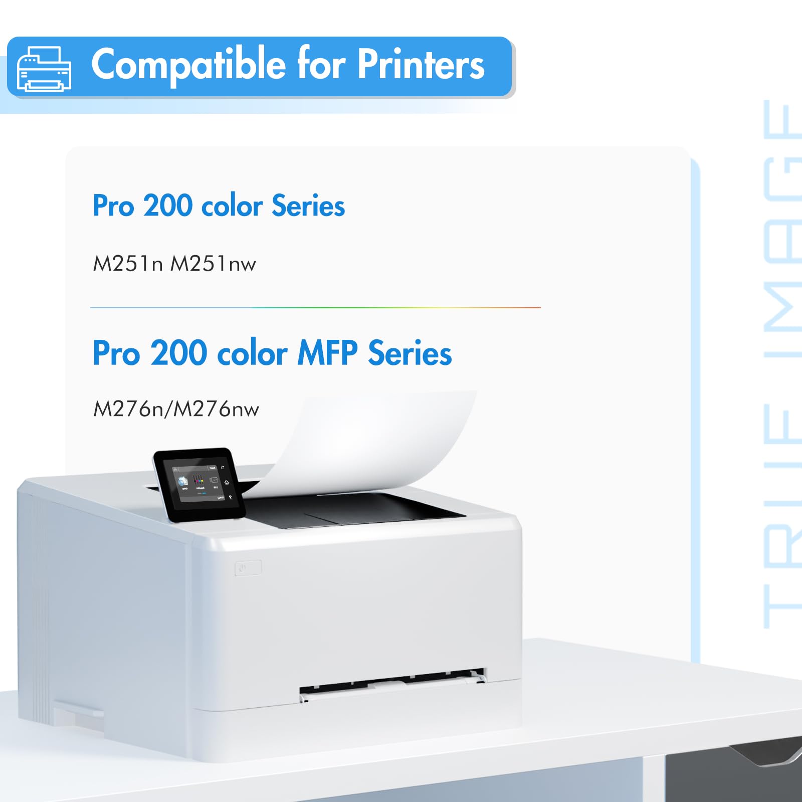 TRUE IMAGE Kompatible Tonerkartusche Ersatz für HP 131X 131A M276nw CF210X für HP Laserjet Pro 200 Color MFP M276nw M251nw M276n M251n Druckerpatrone (Schwarz Cyan Gelb Magenta, 4er-Pack)