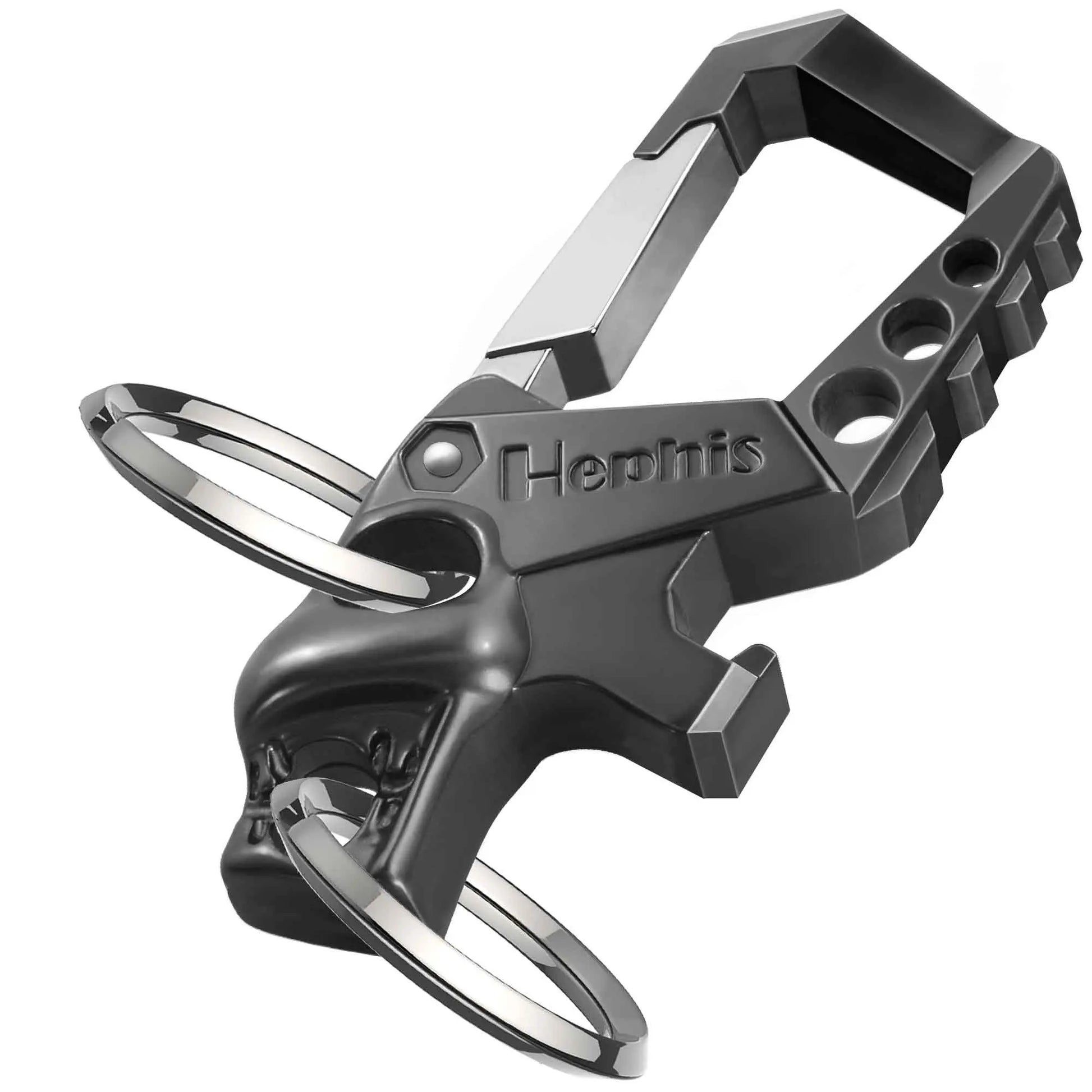 Hephis Heavy Duty Key Chain Bottle Opener,Carabiner Car Key Chains for Men and Women(Black