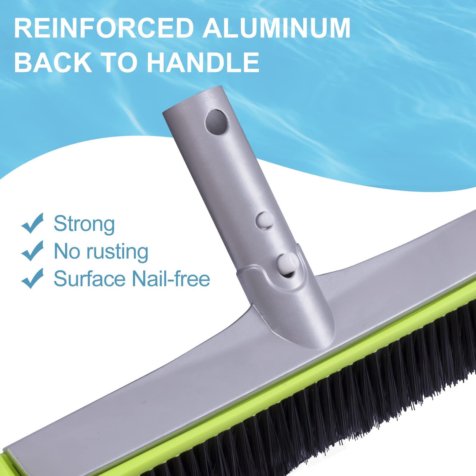 Sepetrel Pool Brush Head for Cleaning Pool Walls,Heavy Duty Inground/Above Ground Swimming Pool Round Scrub Brushes with Premium Strong Bristle & Reinforced Aluminium Back