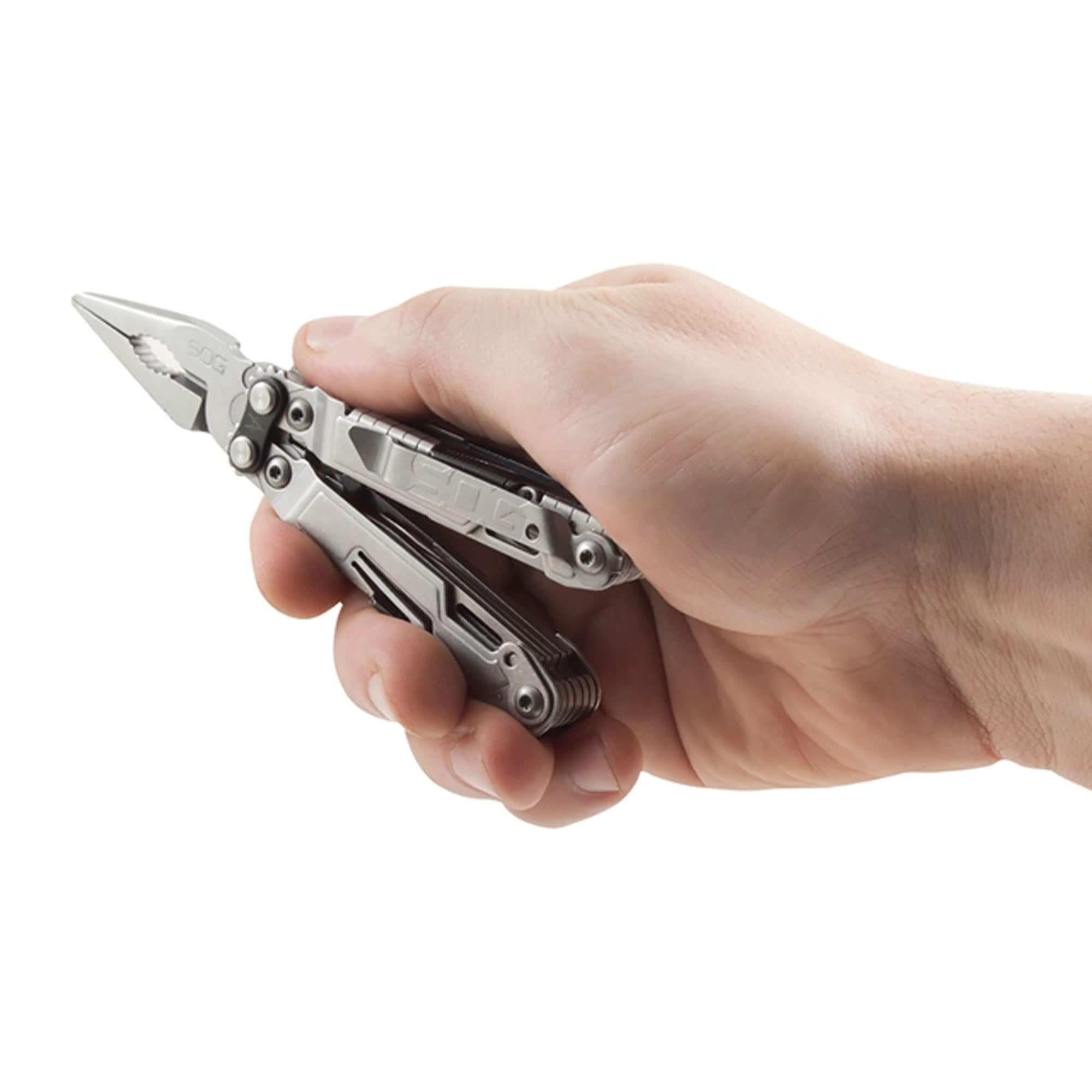 SOG PowerPint Mini Compact Stainless Steel Multi-Tool |18 Lightweight Specialty Tools & SOG Multitool Pliers Pocket Knife, Stone Wash