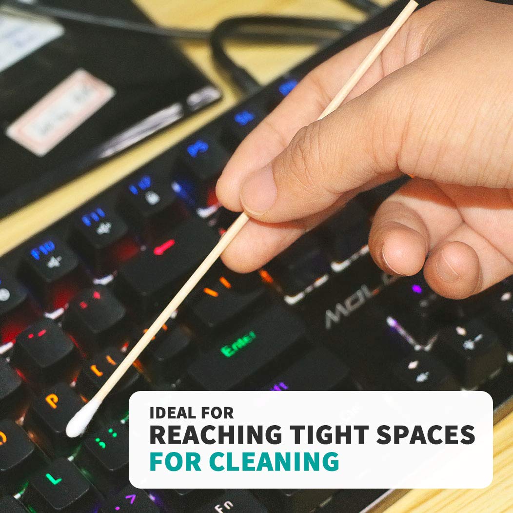 Yinghezu 200 Pcs Count 6" Inch Long Cotton Swabs with Wooden Handles Cotton Tipped Applicator, Cleaning with Wood Handle for Oil Makeup Gun Applicators, Eye Ears Eyeshadow Brush and Remover Tool