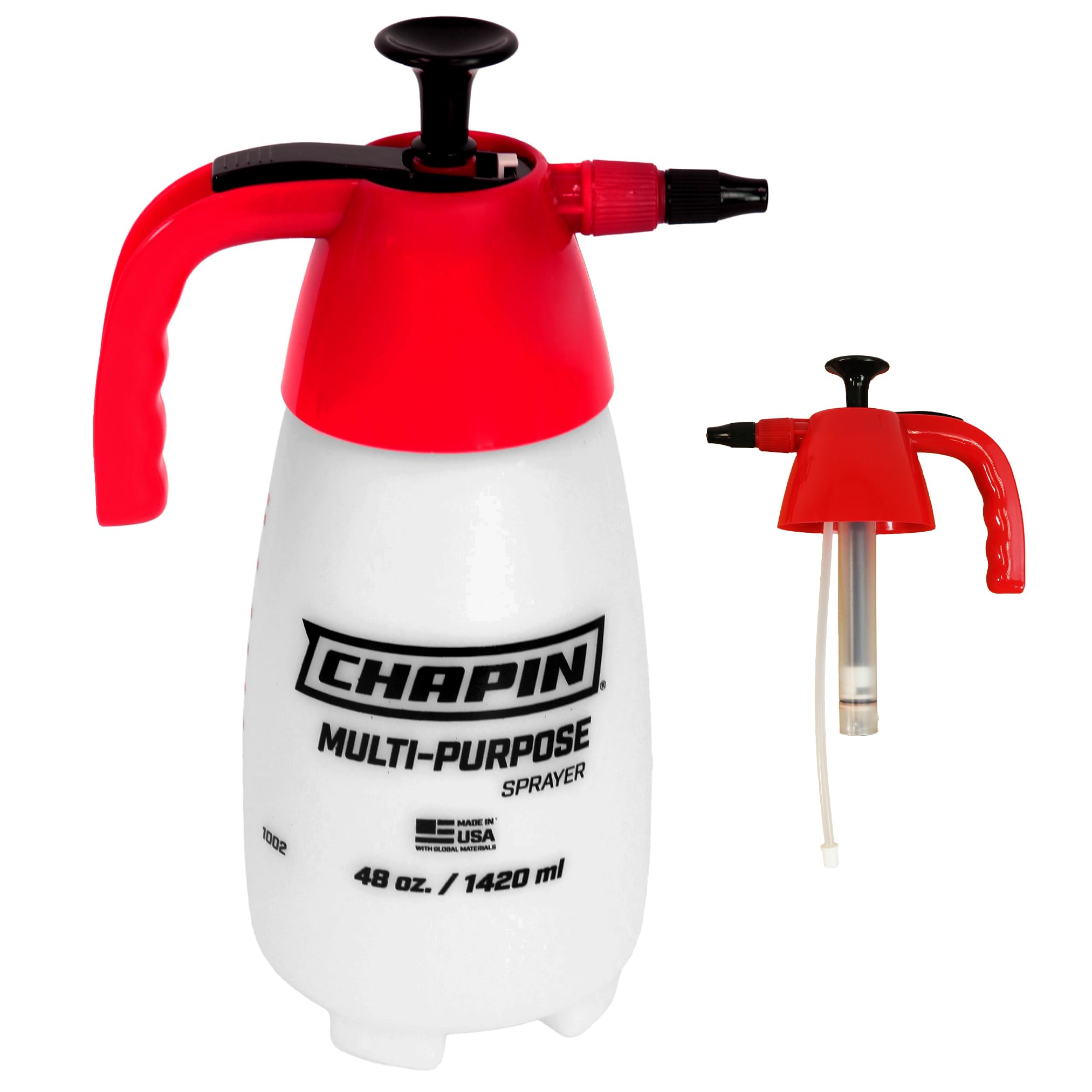 Chapin 1002 48-Oz Hochleistungs-Mehrzwecksprühgerät, hergestellt in den USA, zum Besprühen von Pflanzen, Blumen, Unkraut und zur Reinigung, Rot/Weiß