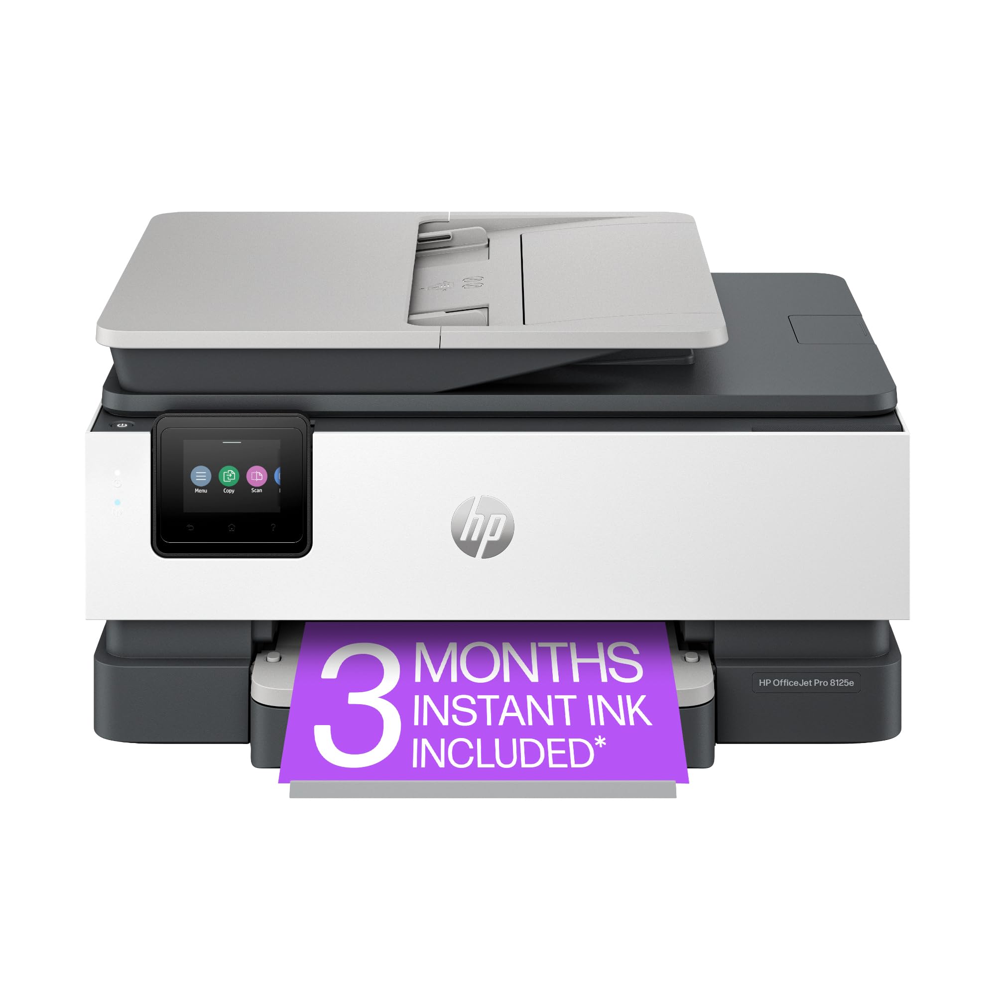طابعة HP OfficeJet Pro 8125e اللاسلكية النافثة للحبر بالألوان متعددة الإمكانات، طباعة، مسح ضوئي، نسخ، وحدة تغذية المستندات التلقائية، طباعة على الوجهين، للمنزل والمكتب، 3 أشهر من Instant Ink متضمنة (405T6A)