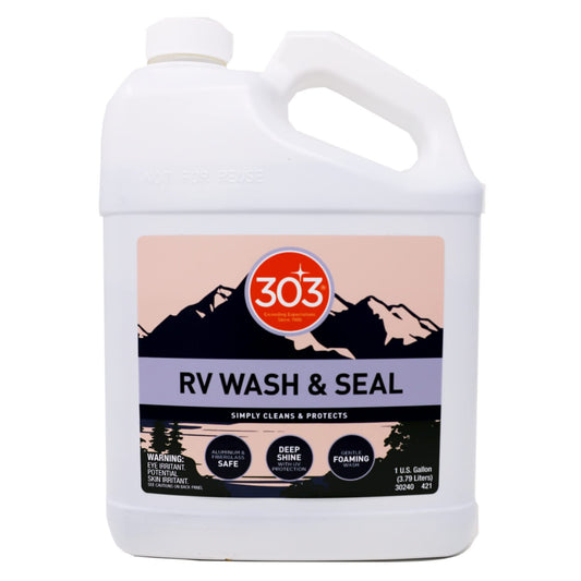 303 Products RV Wash & Seal - Clean, Streak-Free Finish, pH Neutral with High Foaming Formula, Provides A Deep Gloss Finish on RVs, Campers, Pop-ups, and Motorhomes, 1 Gallon (30240)