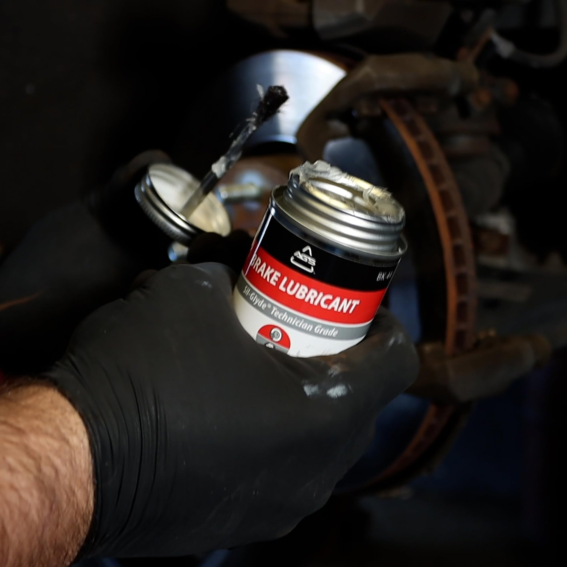 AGS Automotive Solutions 4oz Brush Top SIL-Glyde Silicone Brake Grease - Premium Brake Caliper Grease and Brake Lubricant for Optimal Performance and Longevity