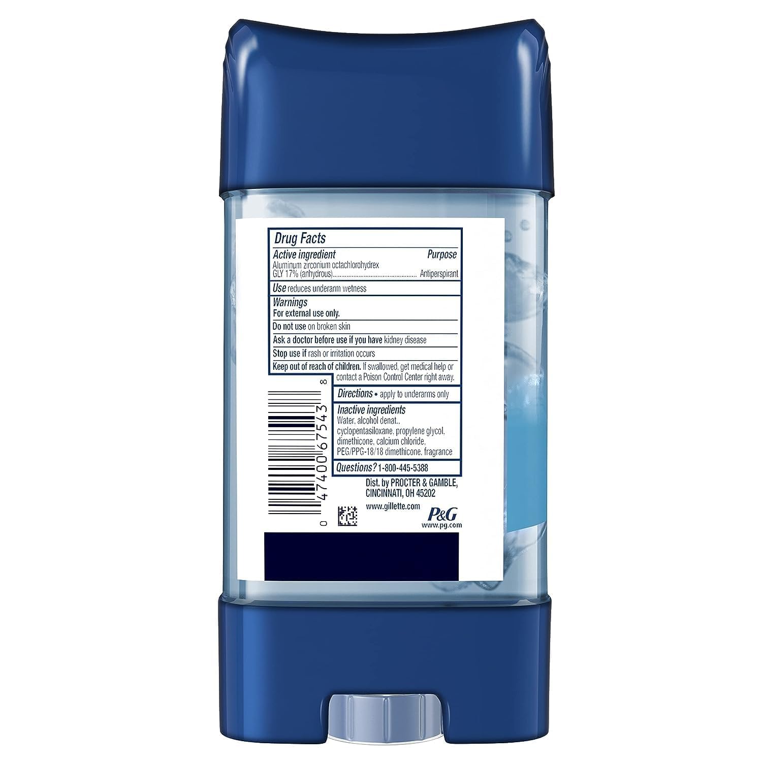 Gillette Antiperspirant and Deodorant for Men, 72hr Sweat & Odor Protection, Long Lasting Freshness, Anti-White Mark Technology, Clear Gel, Cool Wave Scent, 3.8 oz (Pack of 4)