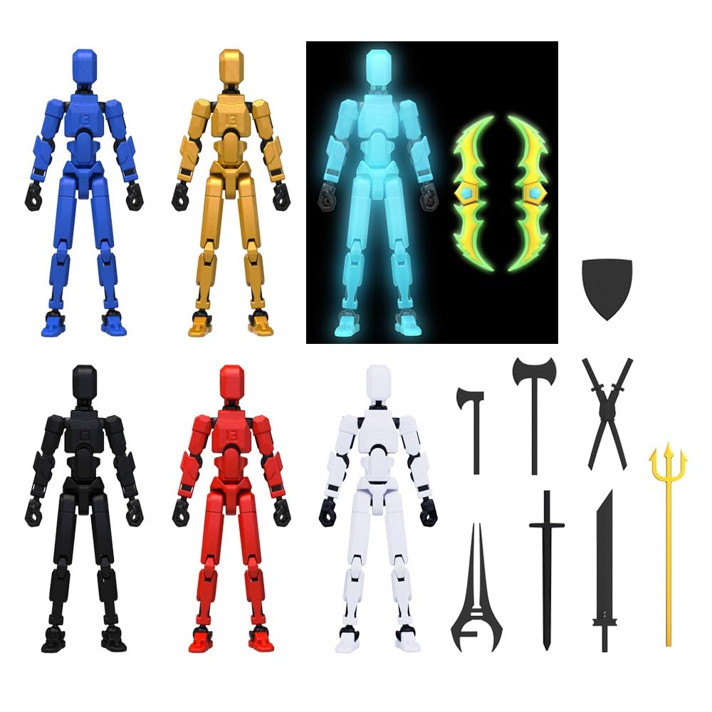 MerryXD Titan 13 Action Figure,Assembly Completed Dummy 13 Action Figure Lucky 13 Action Figure T13 Action Figure 3D Printed Multi-Jointed Movable, Nova 13 Action Figure Toy Grow in The Dark Blue