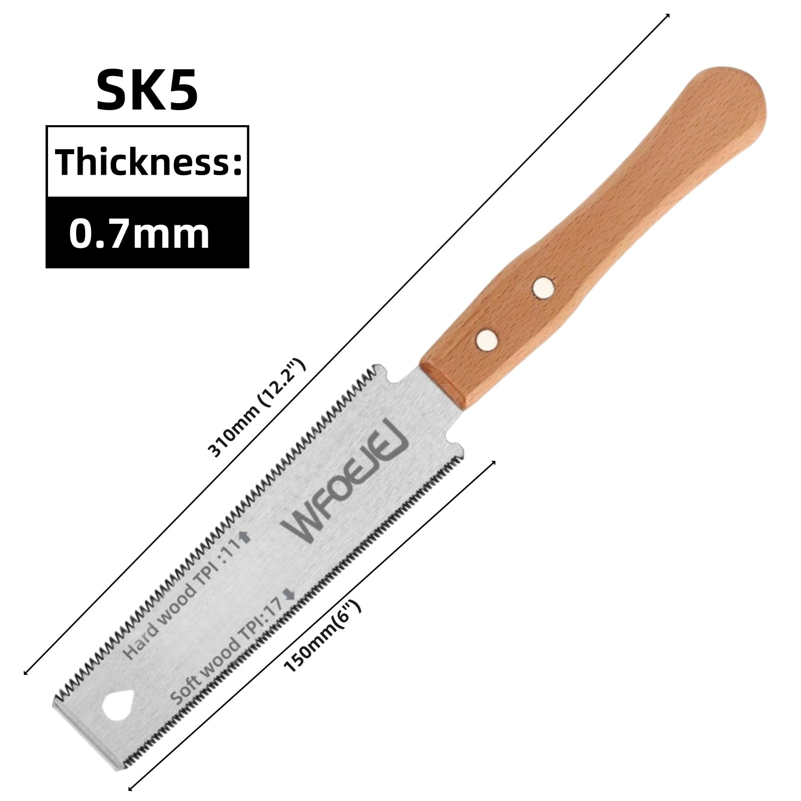 6 Inch Japanese Pull Saw，Hand Saw Woodworking Tools，Wood Handle, Sharp & Lightweight for Woodworking