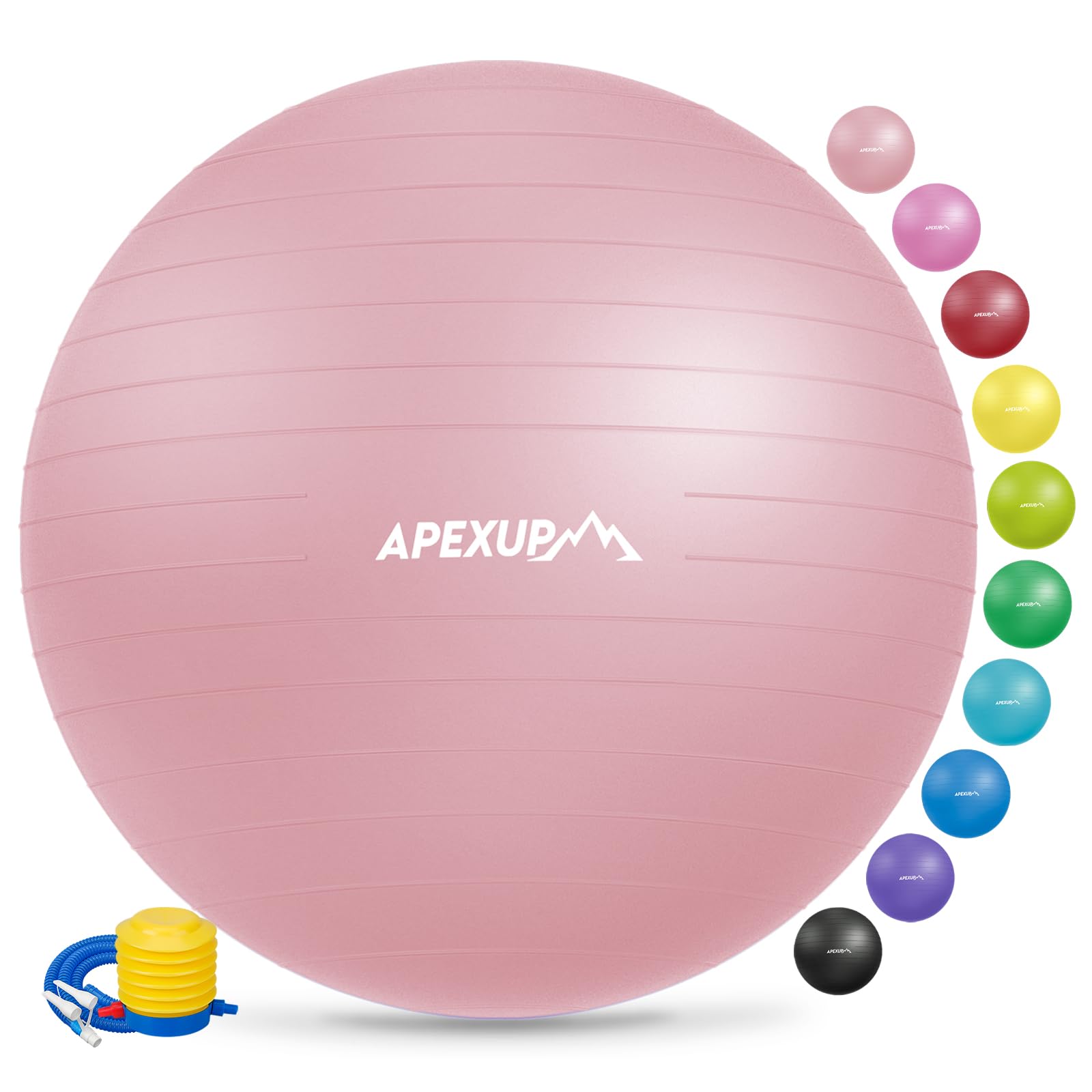 APEXUP Yoga Ball Exercise Ball, Anti Slip Stability Ball Chair, Heavy Duty Large Gym Ball for Fitness, Balance, Core Workout and Physical Therapy (L (23"~26") 65cm, Black)