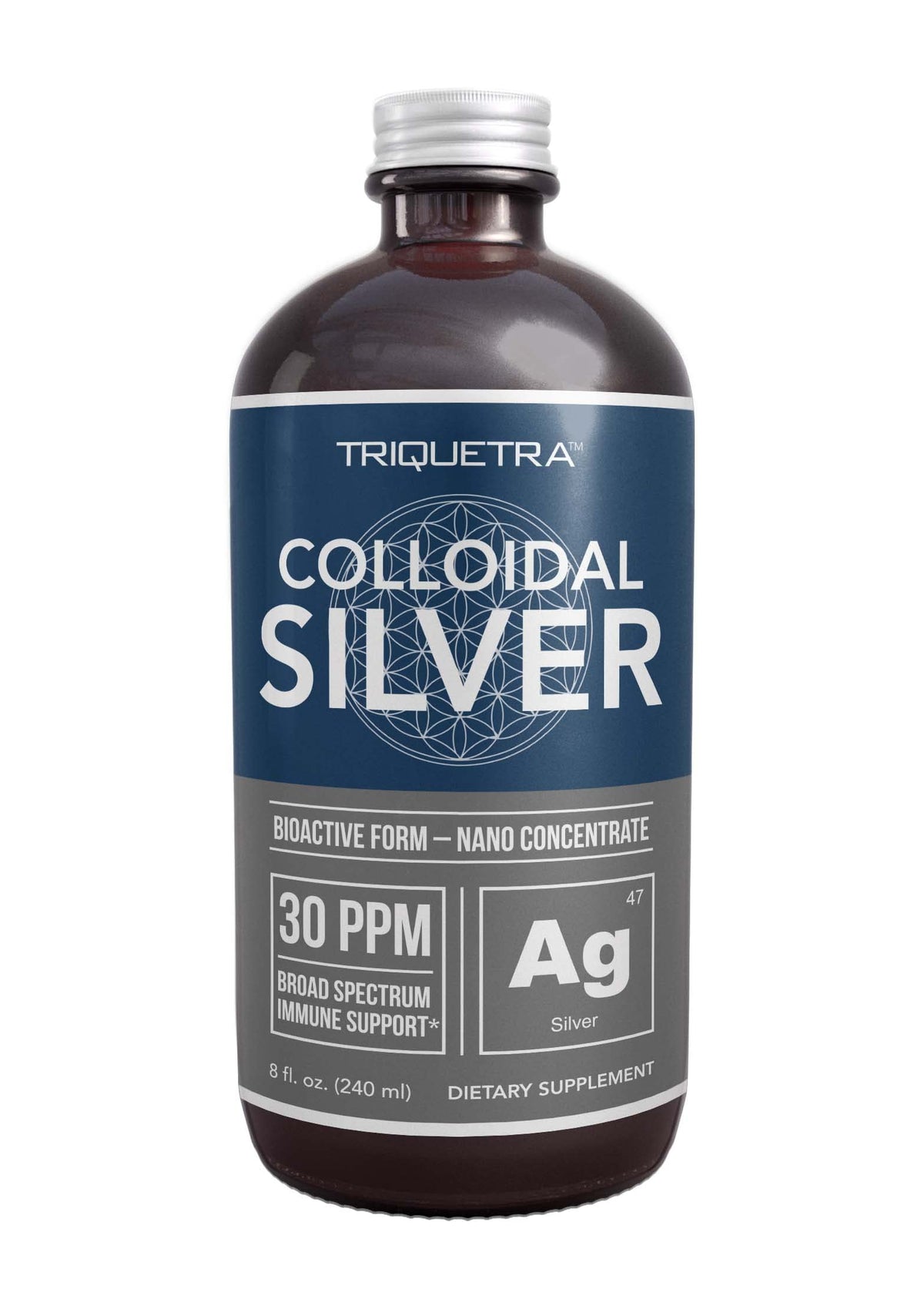 Bioaktives kolloidales Silber – 236 ml, Glasflasche, vegan, sichere Dosierung mit höchster Wirksamkeit – Nano-Ionen, 30 PPM – Immununterstützung (48 Portionen)