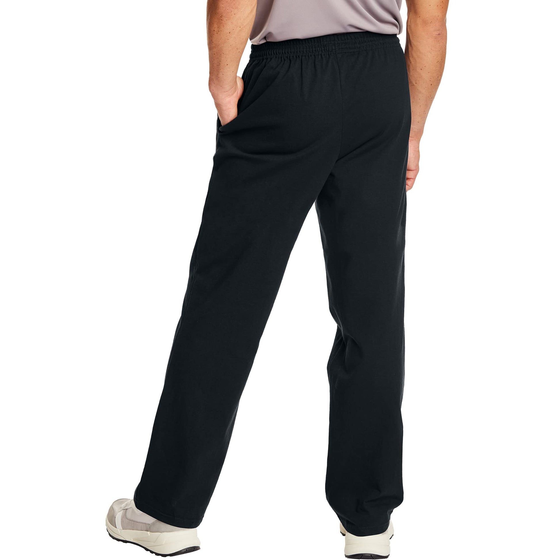 Hanes Essentials Sweatpants, Men’s Cotton Jersey Pants with Pockets, 33”, Black, Large