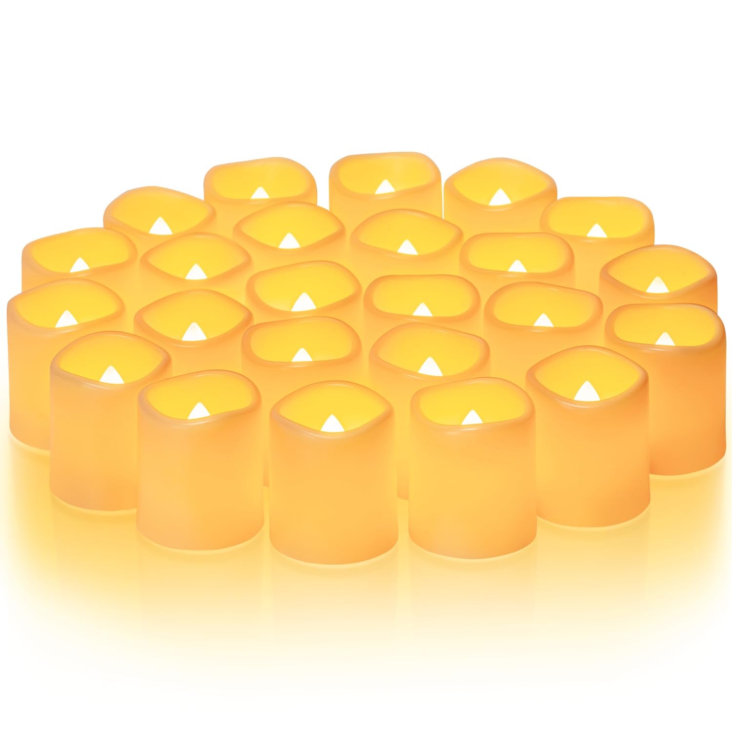 Homemory Flickering Flameless Votive Candles, 12PCS Battery Operated LED Votive Tealight Candles, Realistic Electricn Fake Candle for Easter, Wedding, Table (Battery Included)