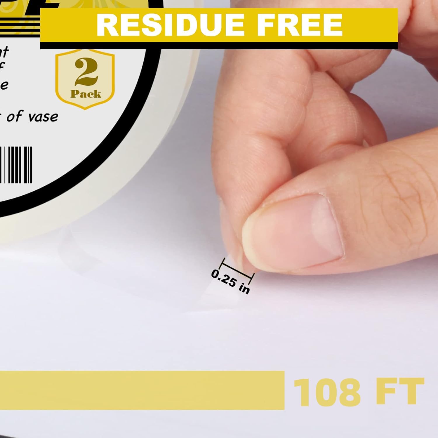 ARIFLOR 2Packs Clear Floral Tape - 1/4" Wide Floral Vase Tape, Clear Waterproof Floral Tape for Fresh Flower Bouquets and Flower Arrangements Crafts (0.25inch*2Packs)