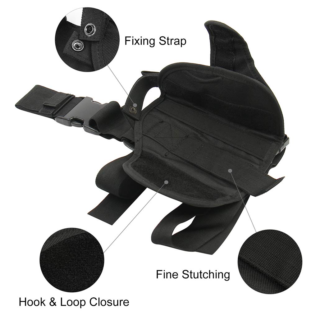 Nehostertfy Adjustable Drop Leg Holster Black Tactical Thigh Holster for Pistols Right Hand