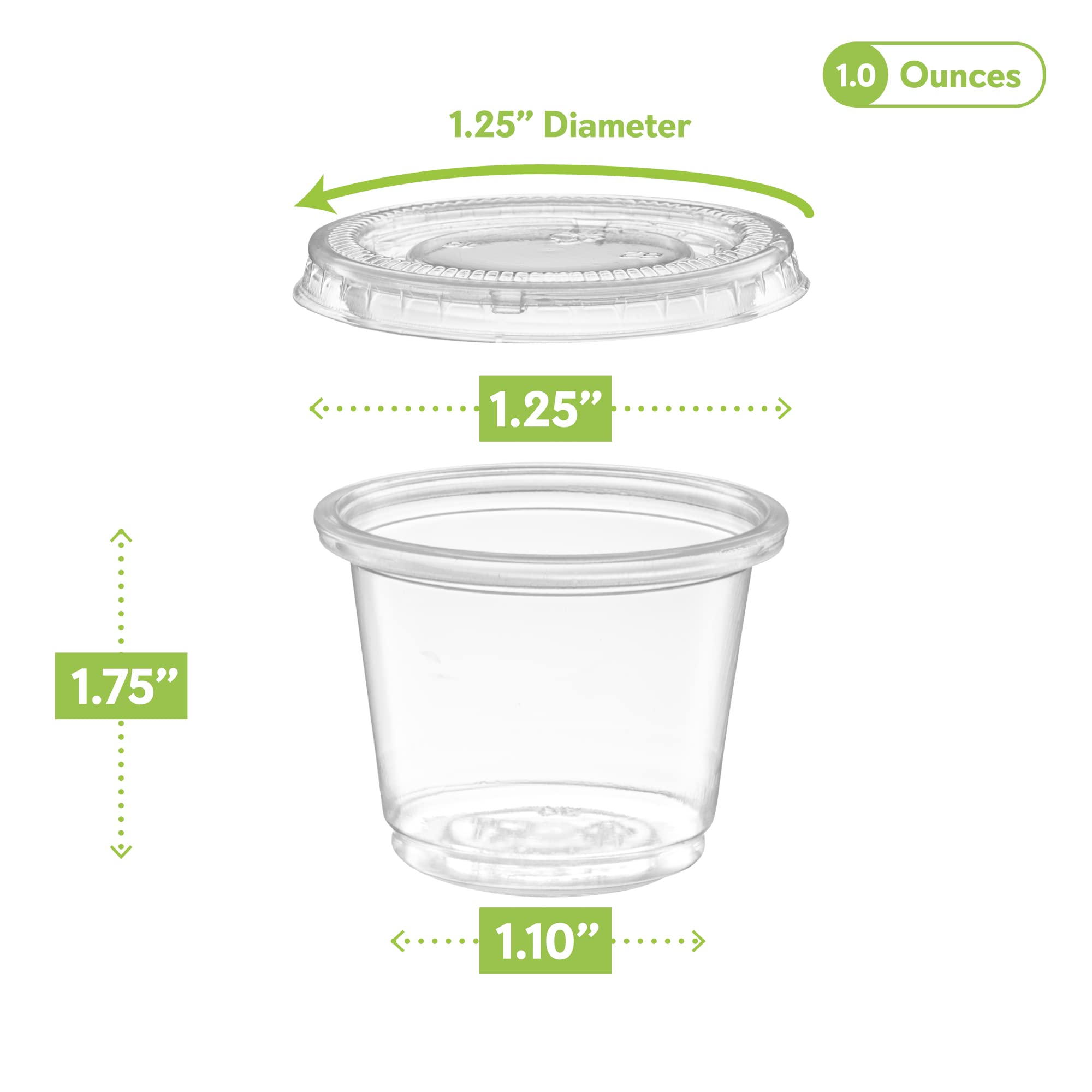 (1 oz - 200 Sets) Clear Diposable Plastic Portion Cups With Lids, Small Mini Containers For Portion Controll, Jello Shots, Meal Prep, Sauce Cups,Condiments, Medicine,Disposable