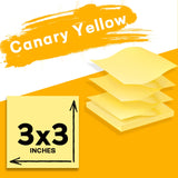 (12 Pads) Pop Up Sticky Notes 3x3 Refills, Canary Yellow Strong Adhesive Post, Suitable for Home, Office, School, Clean Removal