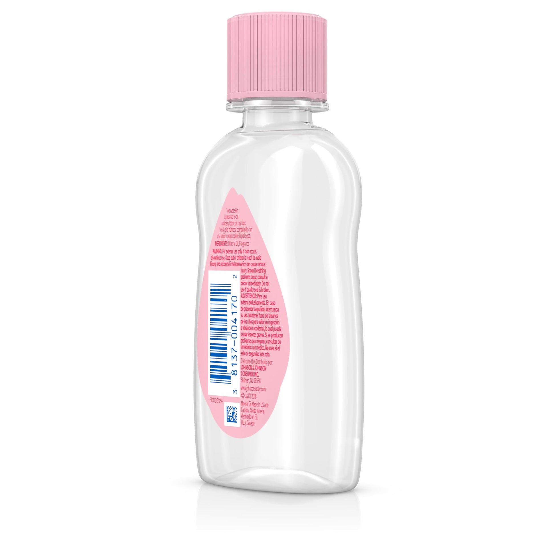Johnson's Baby Oil, Pure Mineral Oil to Prevent Moisture Loss for Newborn, Kids, and Adults, Gentle and Soothing Baby Massage Oil, Dry Skin Relief, Hypoallergenic, Original Scent, 3 fl. oz