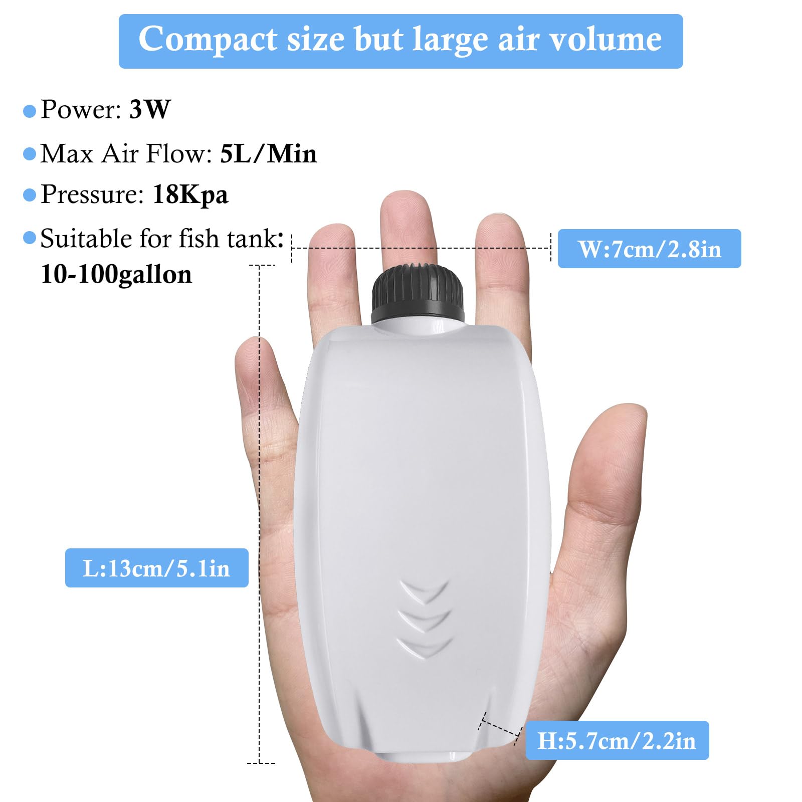 HITOP Dual Outlet Aquarium Electric Air Pump, Whisper Adjustable Fish Tank Aerator, Quiet Oxygen Pump with Accessories for 20 to 100 Gallon