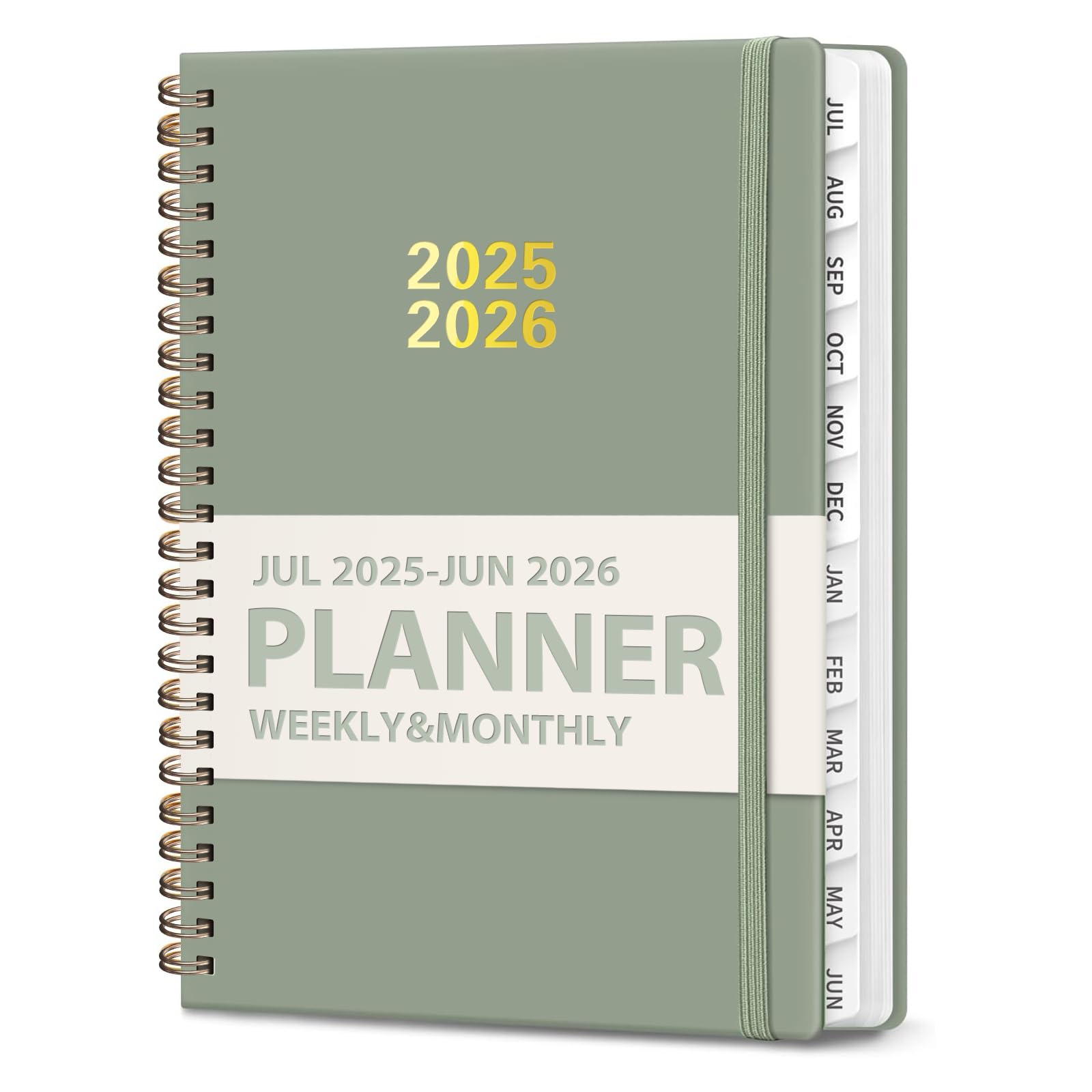 Planer 2025-2026, Wochen- und Monatskalender, Akademischer Planer (Juli 2025 - Juni 2026), Hardcover Lehrer Schul Studenten Agenda mit Registern, Ideal für Schul- und Bürobedarf, A5 (16 x 21,6 cm) - Grün