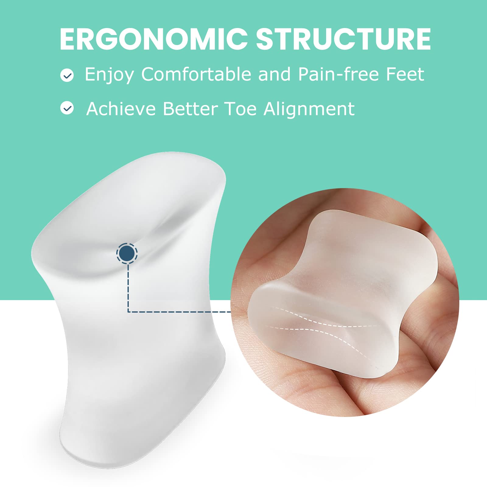 Welnove 12-Pack Gel Toe Separators – Bunion Pads – Toe Spacers for Straightening Overlapping Toes for Men and Women - Transparent