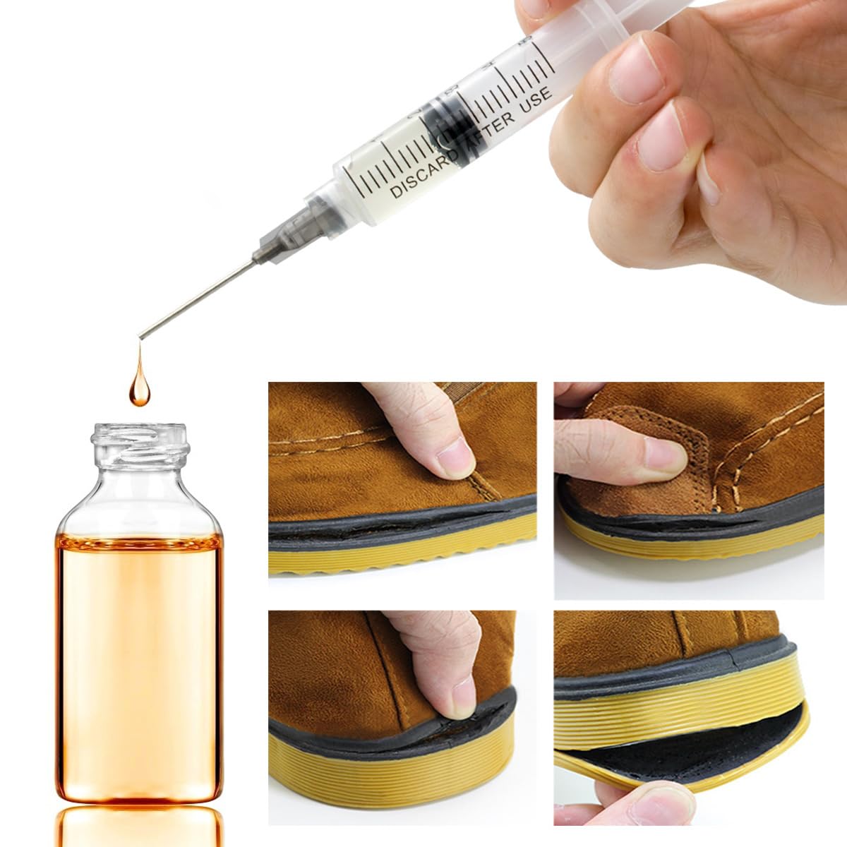 10ml Glue Applicator Syringe with 14G 16G 18G Blunt Tip Needle and Cap, Suitable for Ink, Epoxy, Woodworking, Craft, Liquid Dispensing