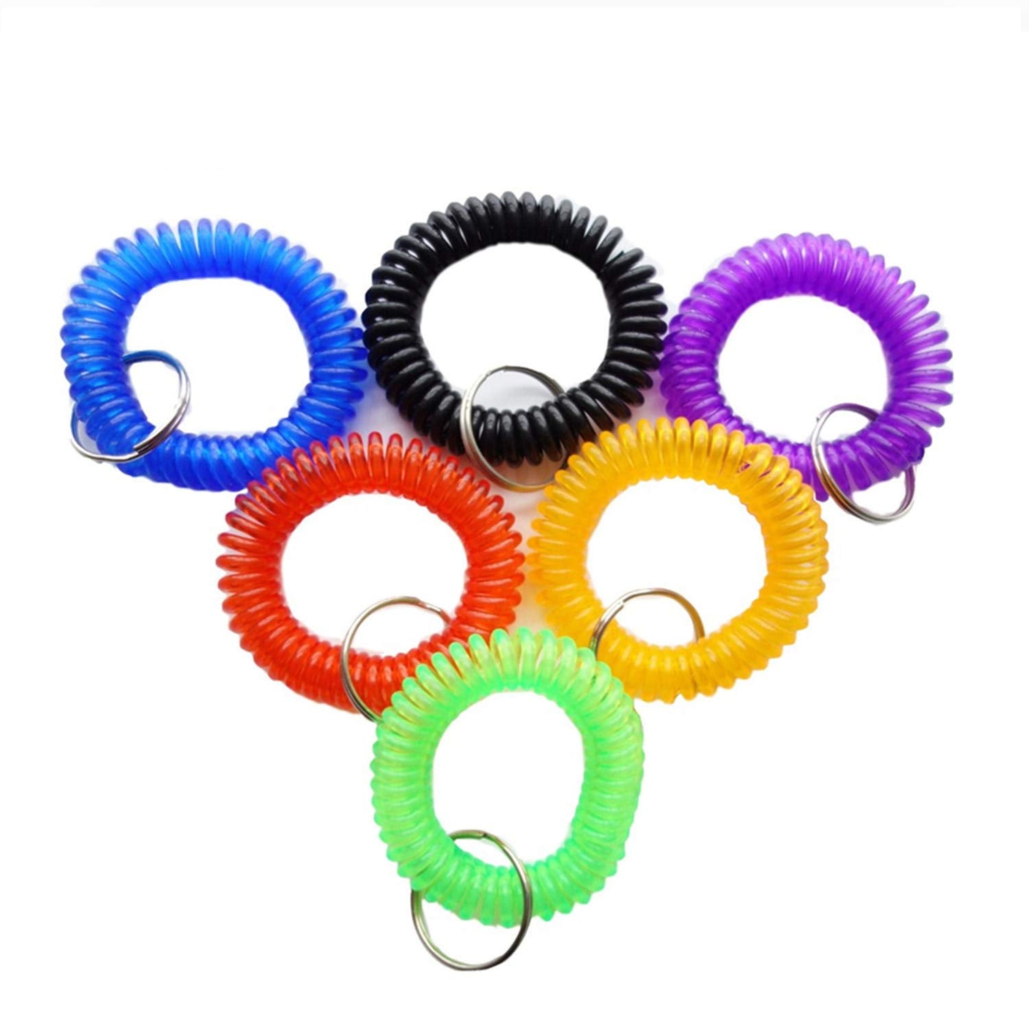 HAMIYELL Pack of 6 Colorful Spring Spiral Wrist Coil Key Chain, Wristband Key Ring