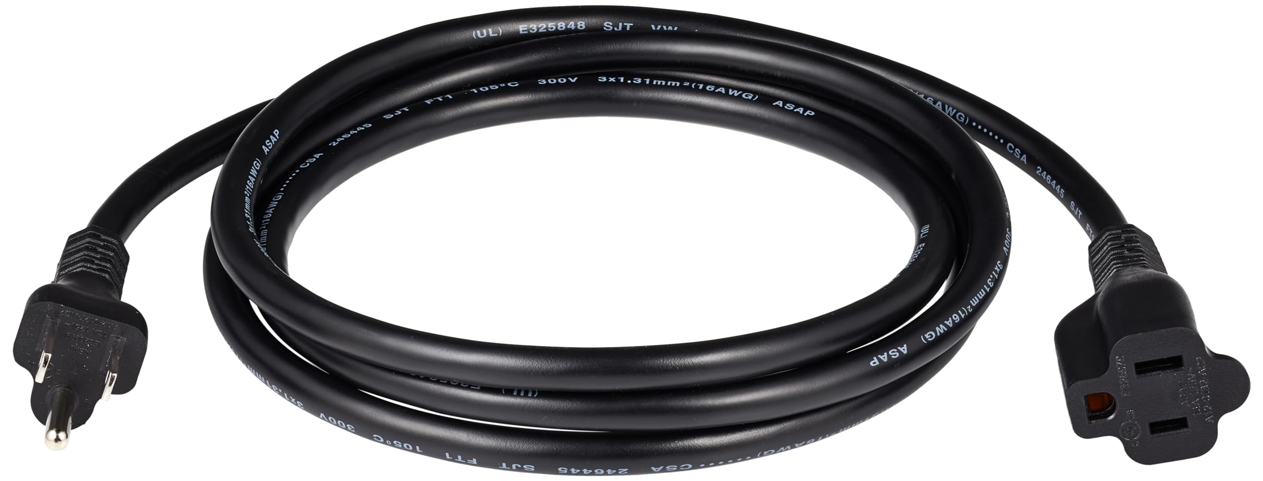 Amazon Basics Extension Cord, 6 Ft, 3 Prong Outlet Extender, Indoor Extension Cord, 13 Amps, 125V, Black