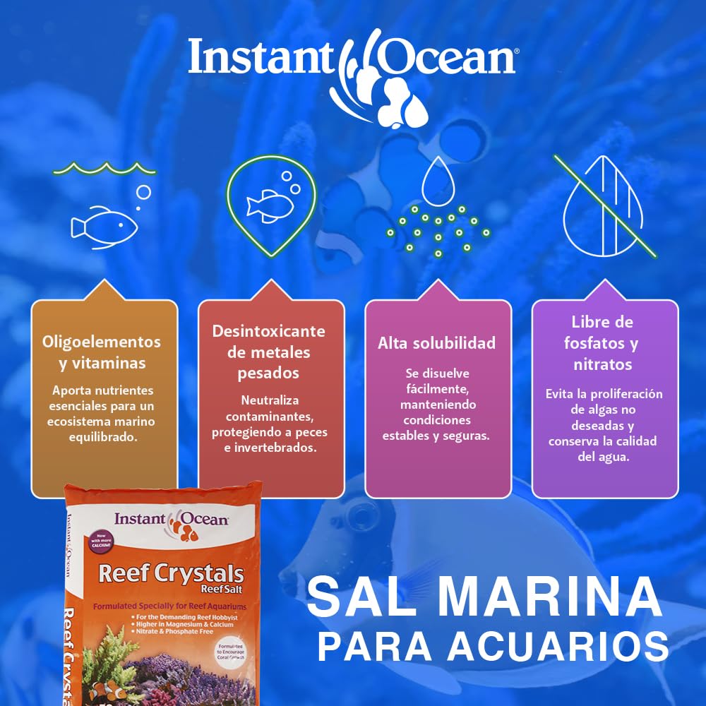Instant Ocean Reef Crystals Reef Salt For 160 Gallons, Enriched Formulation For Aquariums