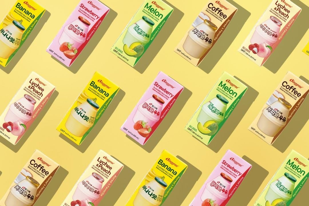 Binggrae Banana Flavored Milk Drink – Sweet and Creamy Korean Beverage – Shelf-Stable 6.8 fl oz Cartons – Pack of 6