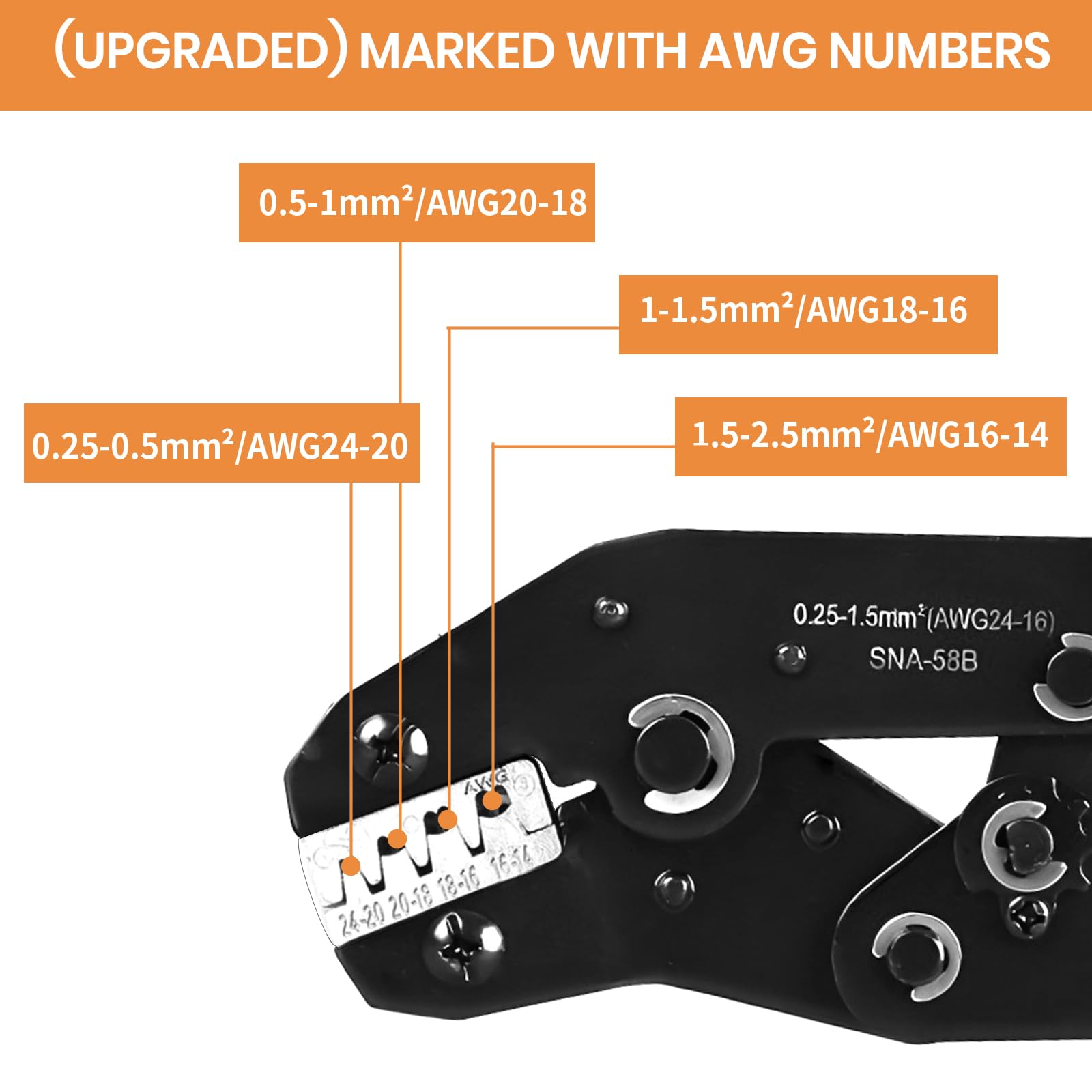Wire Crimping Tool with Ratchet, Amliber Ratchet Wire Crimper Tool for Open Barrel Terminal Connectors, Electrical Crimping Tool for Deutsch DELPHI AMP Dupont TYCO Terminals, 24-14 AWG