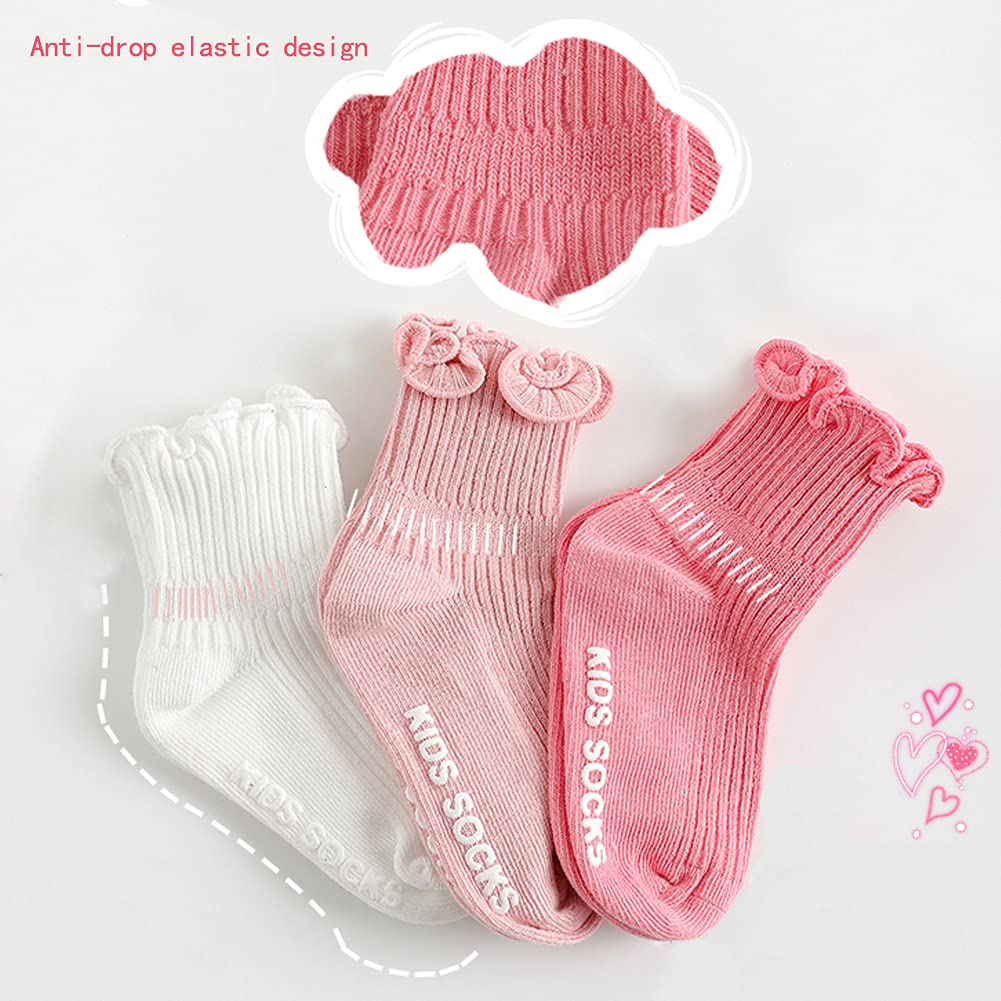 Zumou Toddler Anti Slip Non Skid Socks Little Girls Frilly Ruffle Lace 6 Pairs (1-2T, Frilly 6 Pairs)