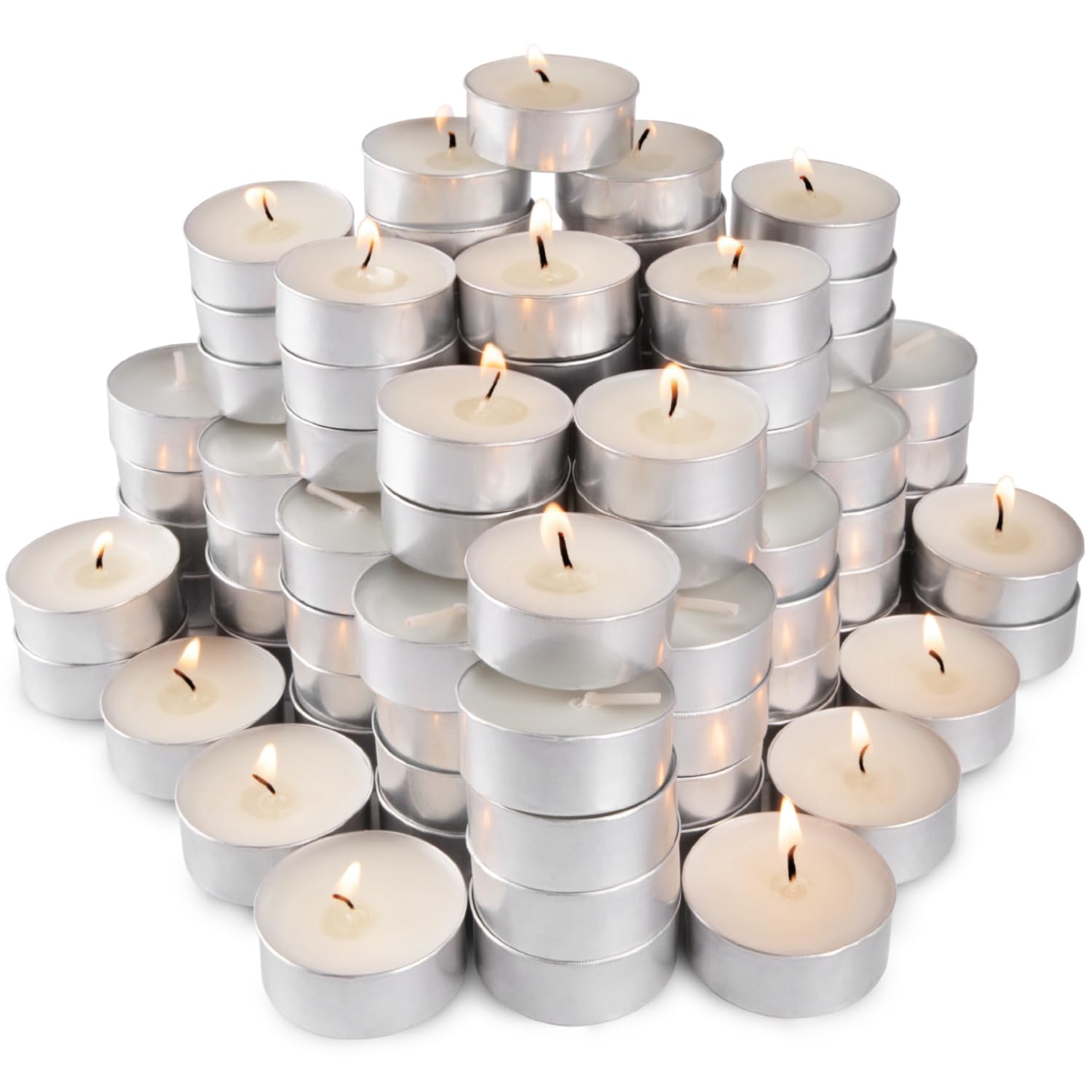 100-Pack Unscented Tea Lights Candles|4 Hour White Smokeless Tealight Candles|in Bulk Votive Little Candles for Shabbat, Wedding,Parties,Birthdays,Anniversaries