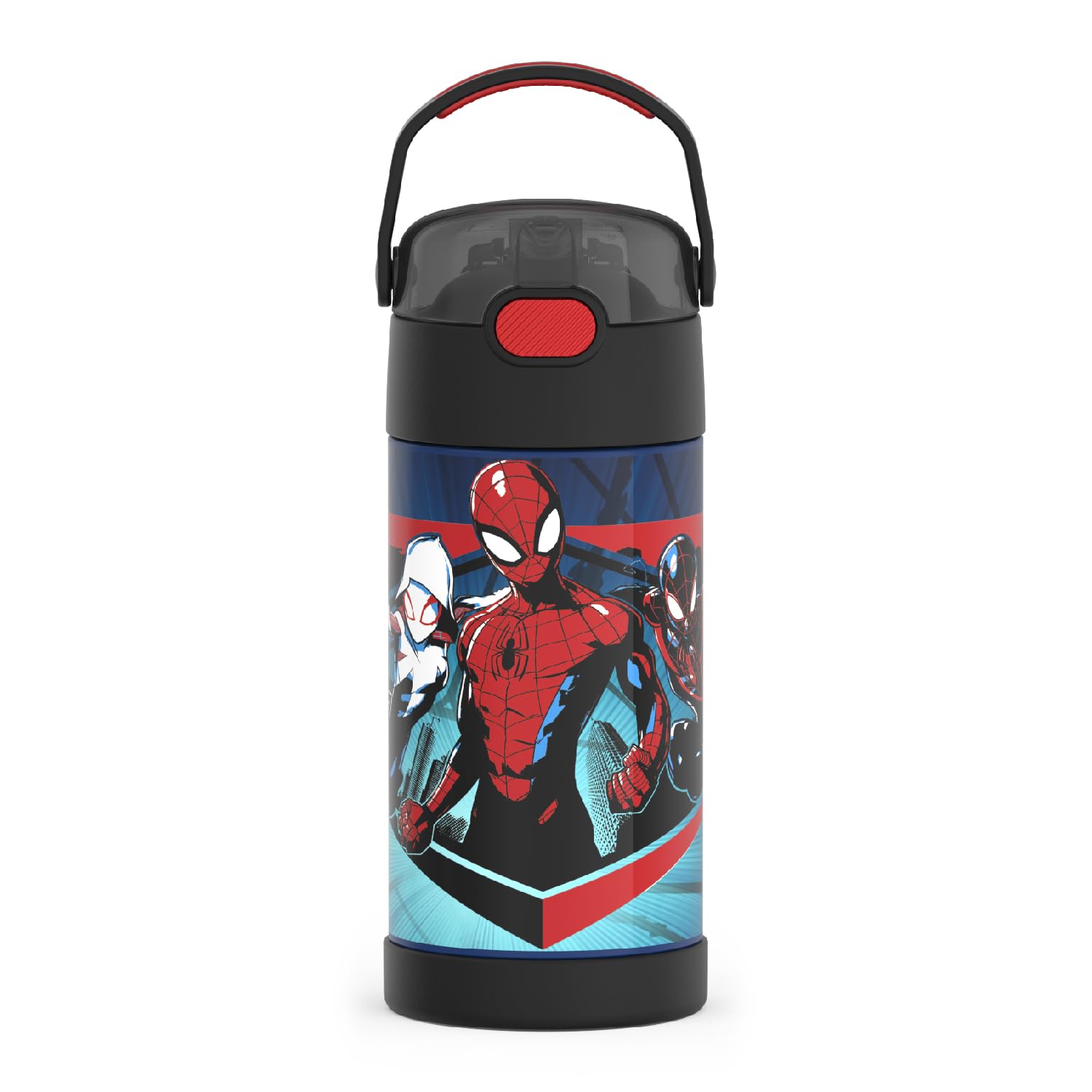 THERMOS FUNTAINER Water Bottle with Straw - 12 Ounce - Kids Stainless Steel Vacuum Insulated Water Bottle with Lid, Spider-Man