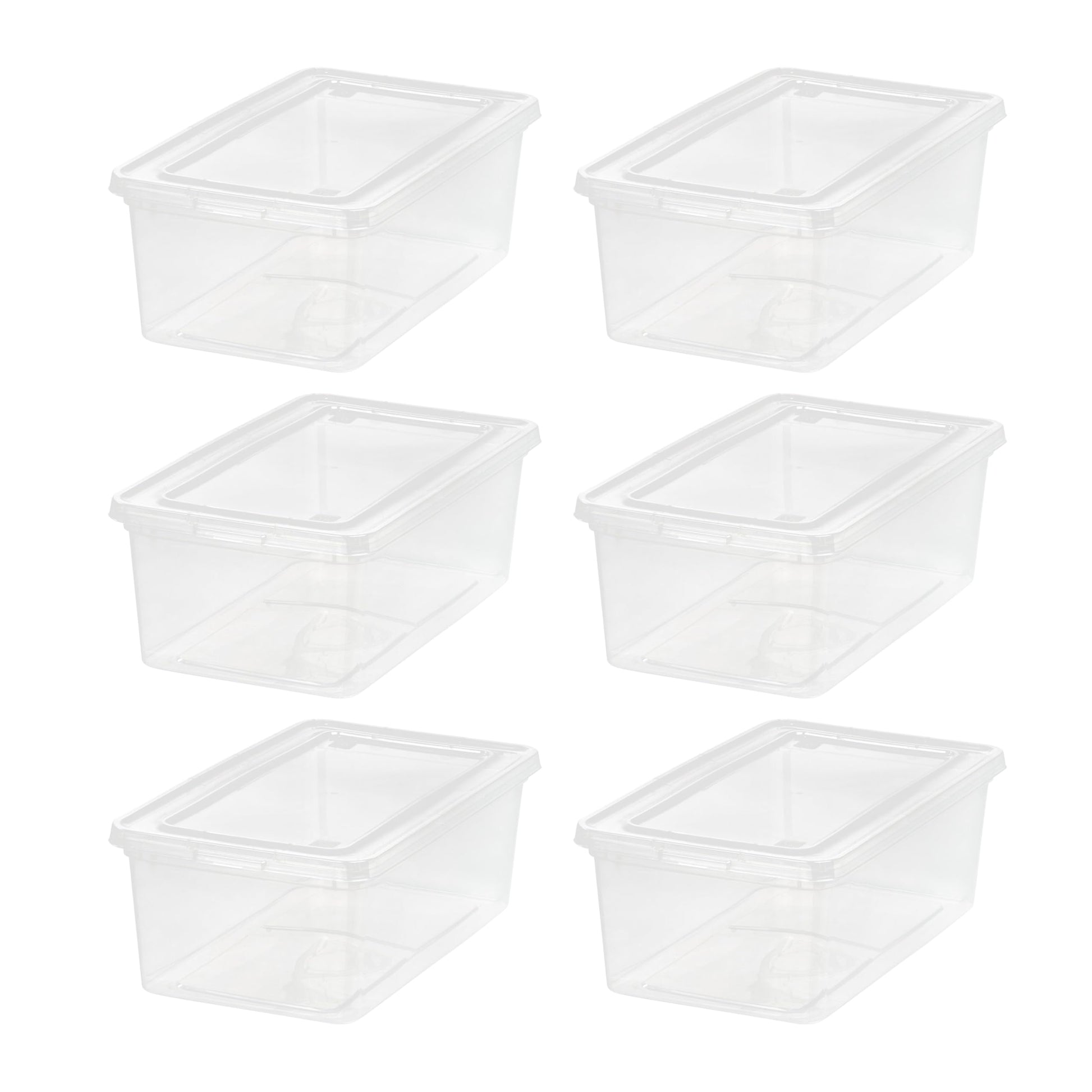 IRIS USA 6-Pack Storage Bins with Lids, 6 Quart, Shoe Boxes Clear Stackable Containers Organize Shoes Closet Shelves, Classroom Organization Teacher Tools, Game Storage - BPA-Free Plastic